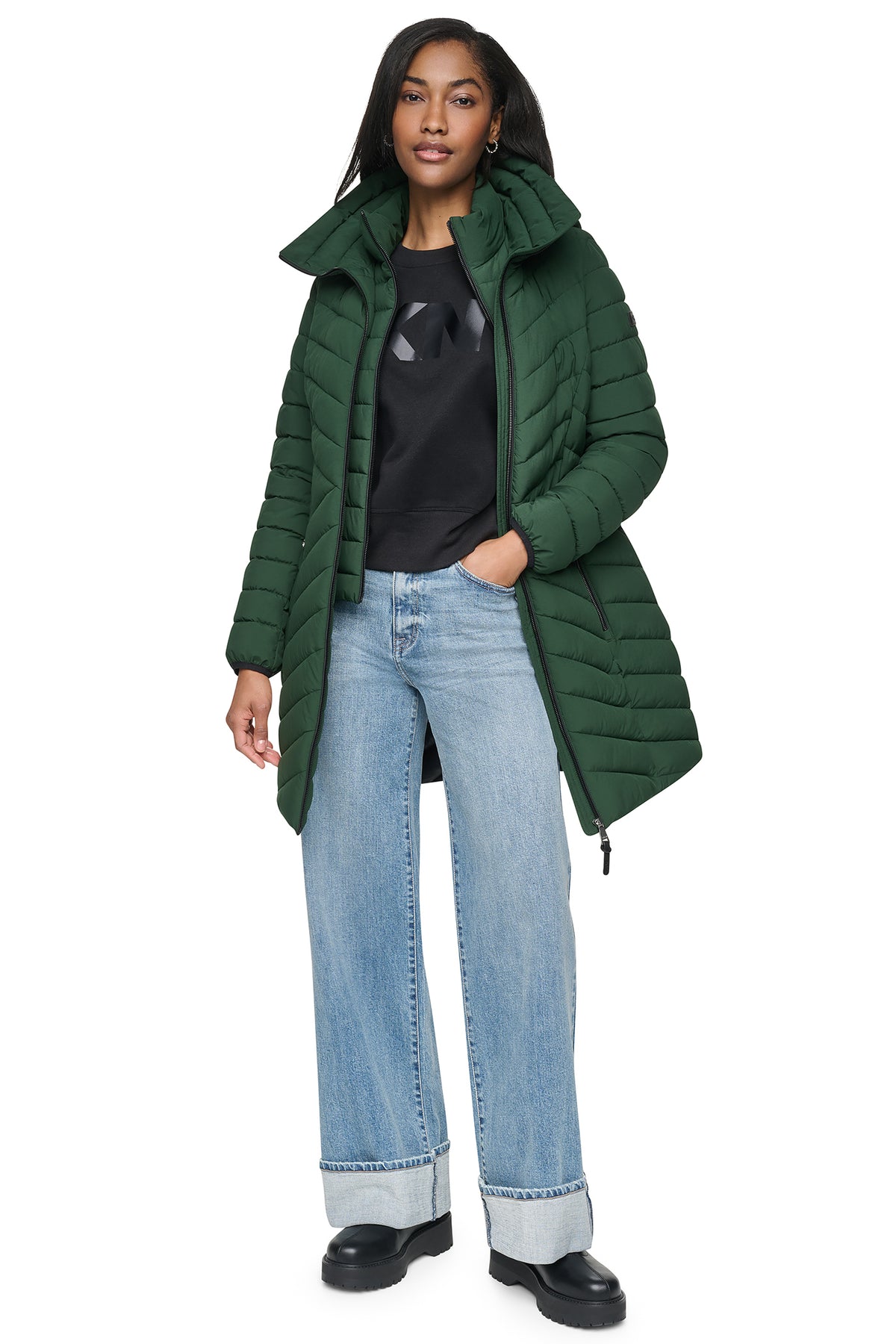 BIB FRONT HOODED PUFFER VIEW 2