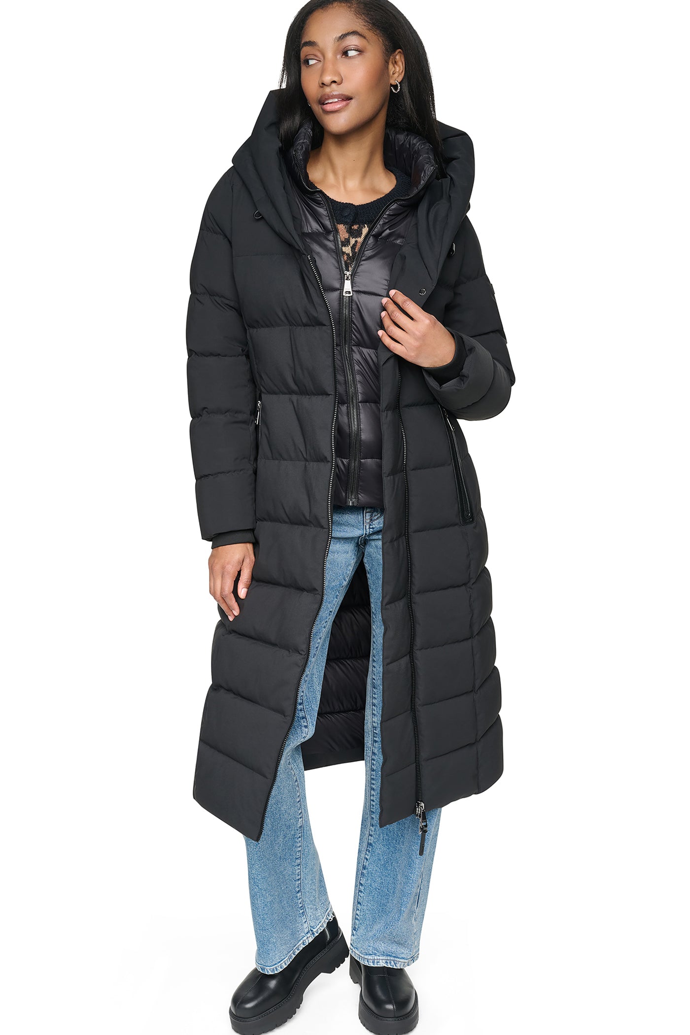 LONG HOODED PUFFER COAT VIEW 5