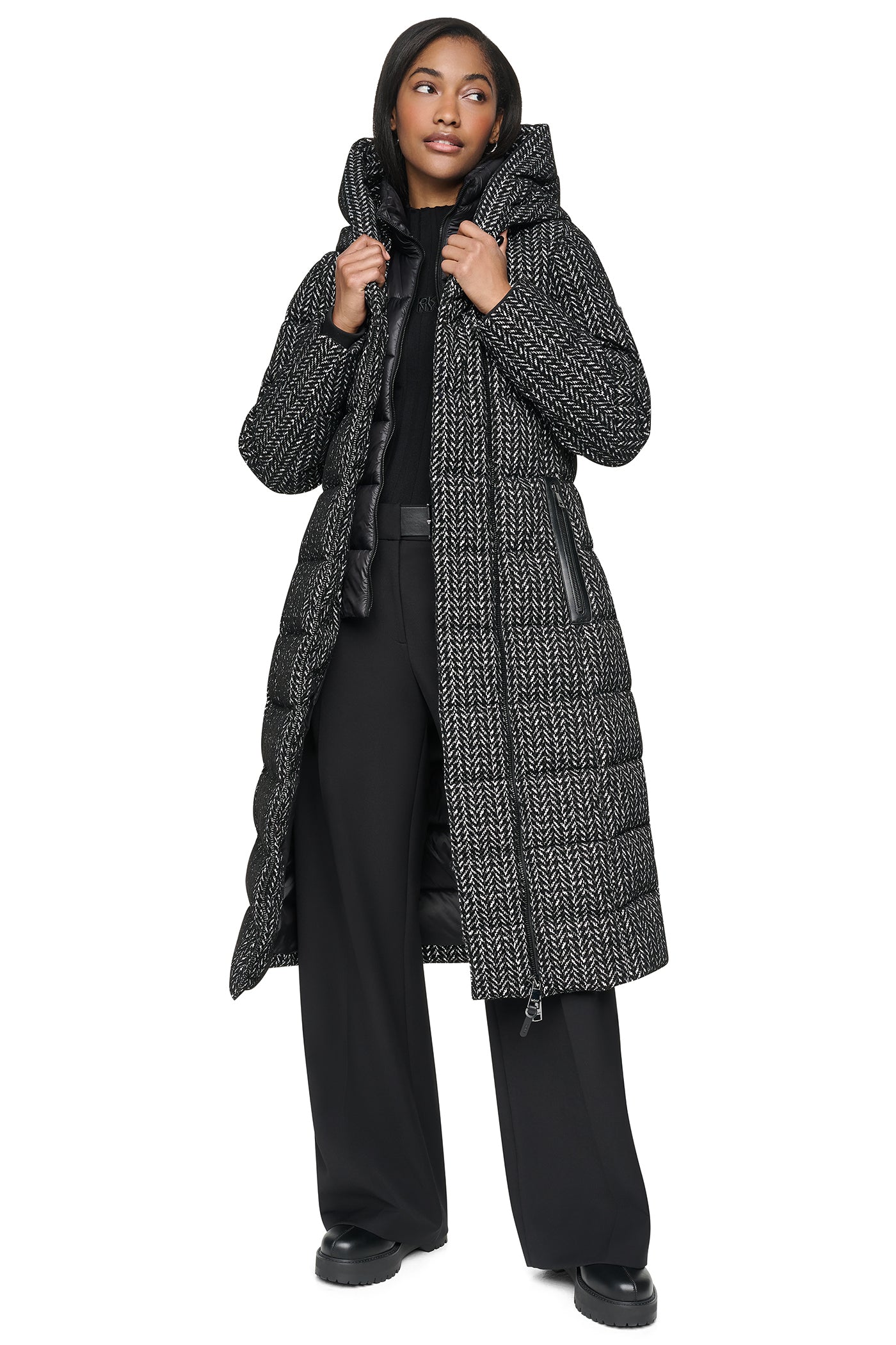 LONG HOODED PUFFER COAT VIEW 12