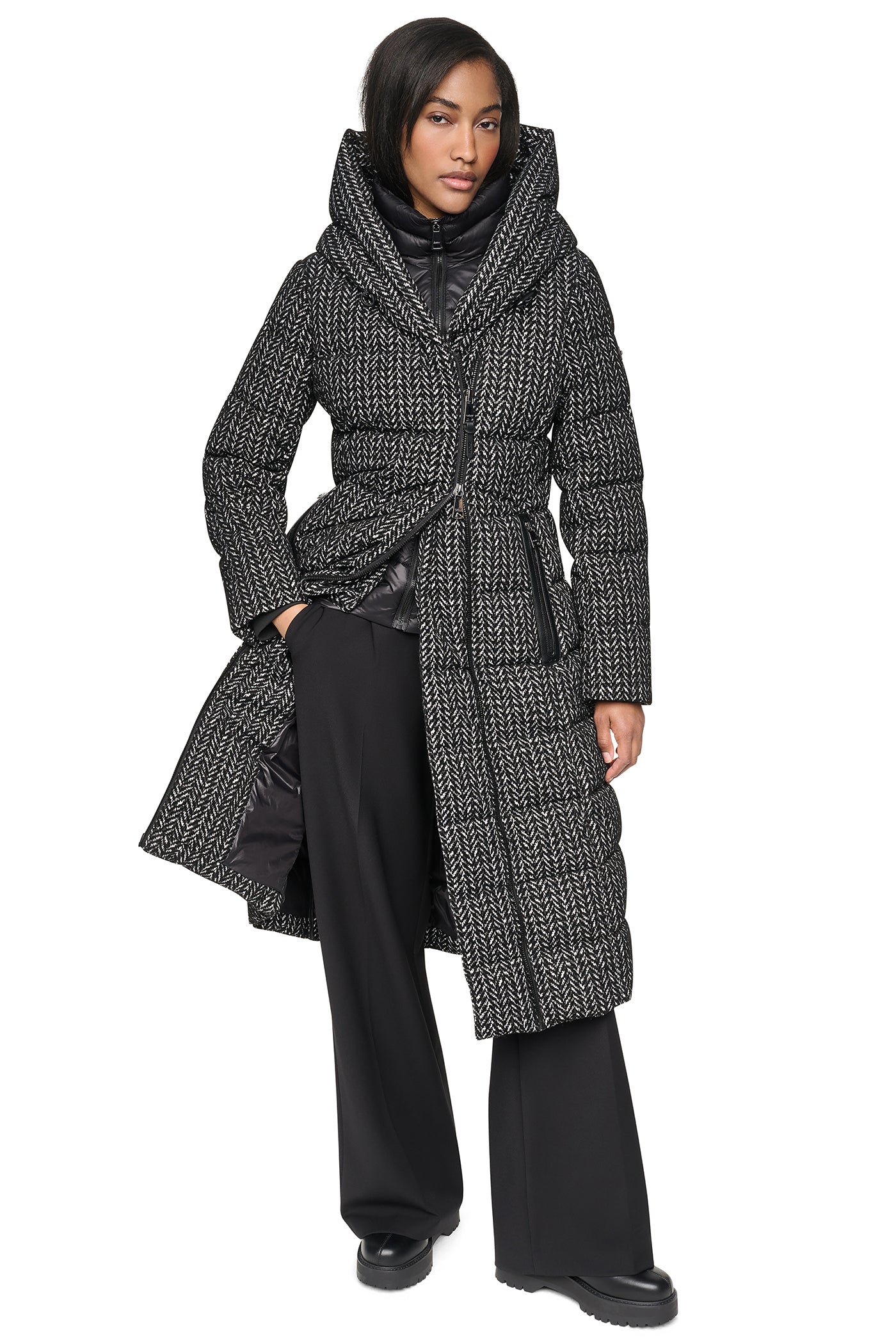 LONG HOODED PUFFER COAT VIEW 1