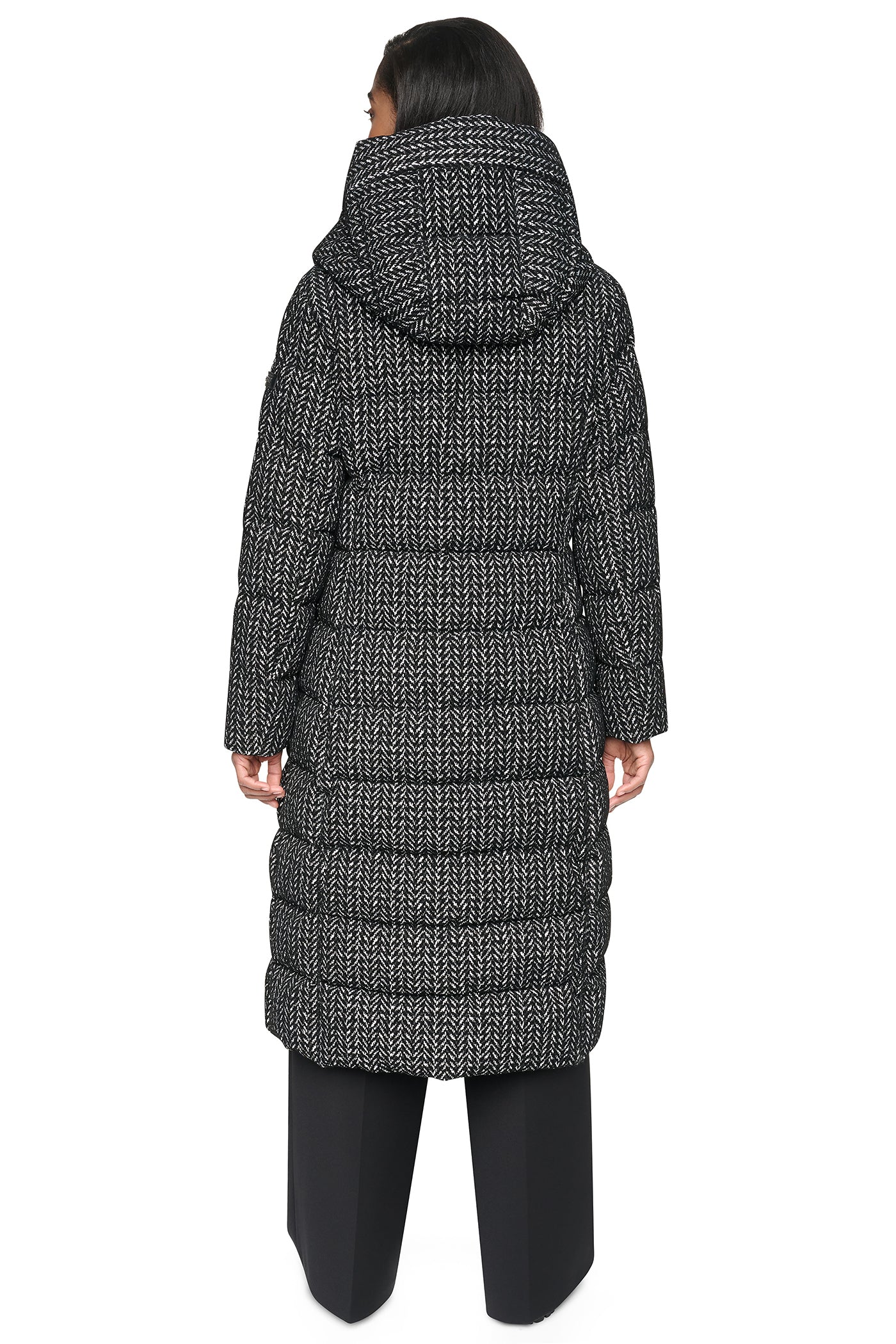 LONG HOODED PUFFER COAT VIEW 3