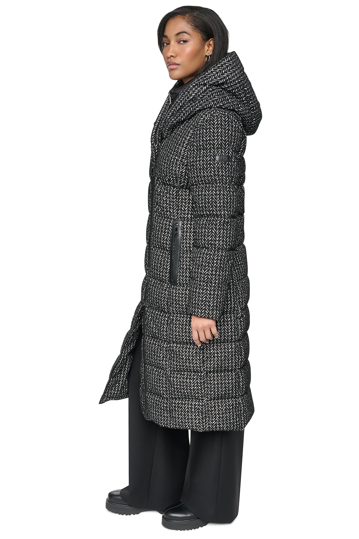 LONG HOODED PUFFER COAT VIEW 4