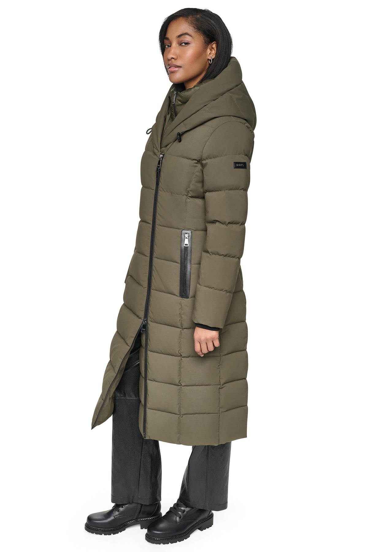 MAXI HOODED PUFFER COAT WITH INNER BIB VIEW 2