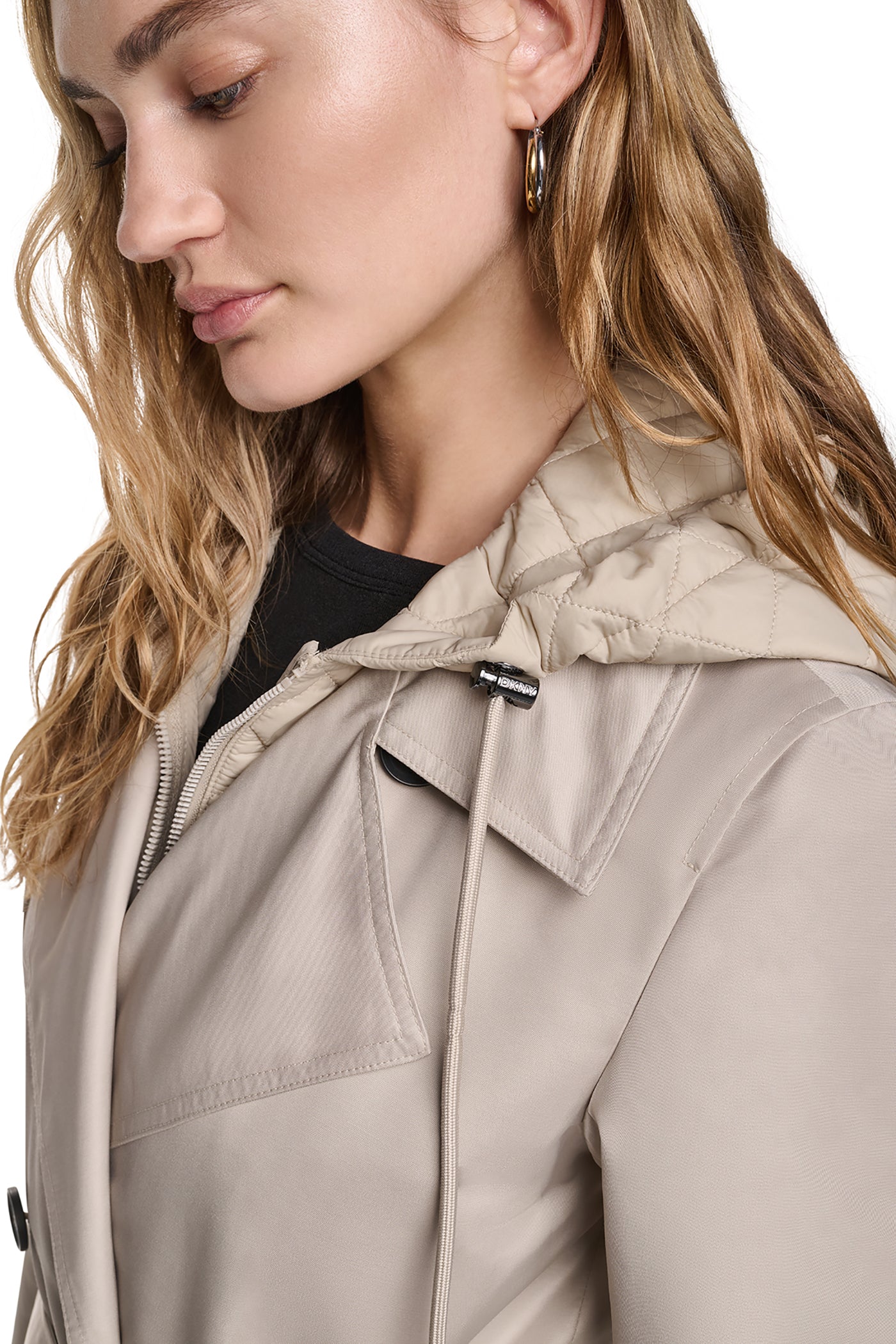 DOUBLE BREASTED QUILTED HOOD TRENCH VIEW 9