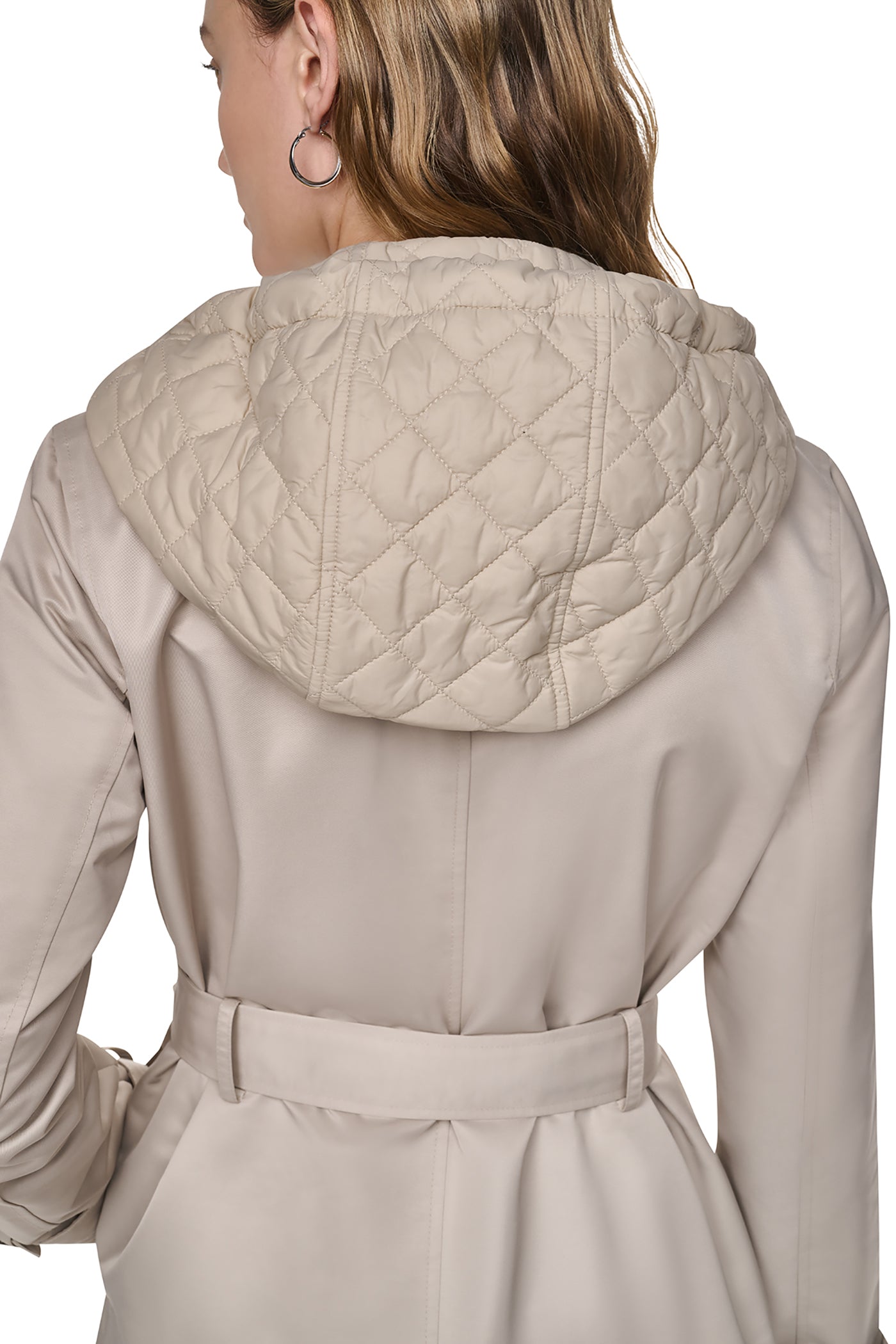 DOUBLE BREASTED QUILTED HOOD TRENCH VIEW 10