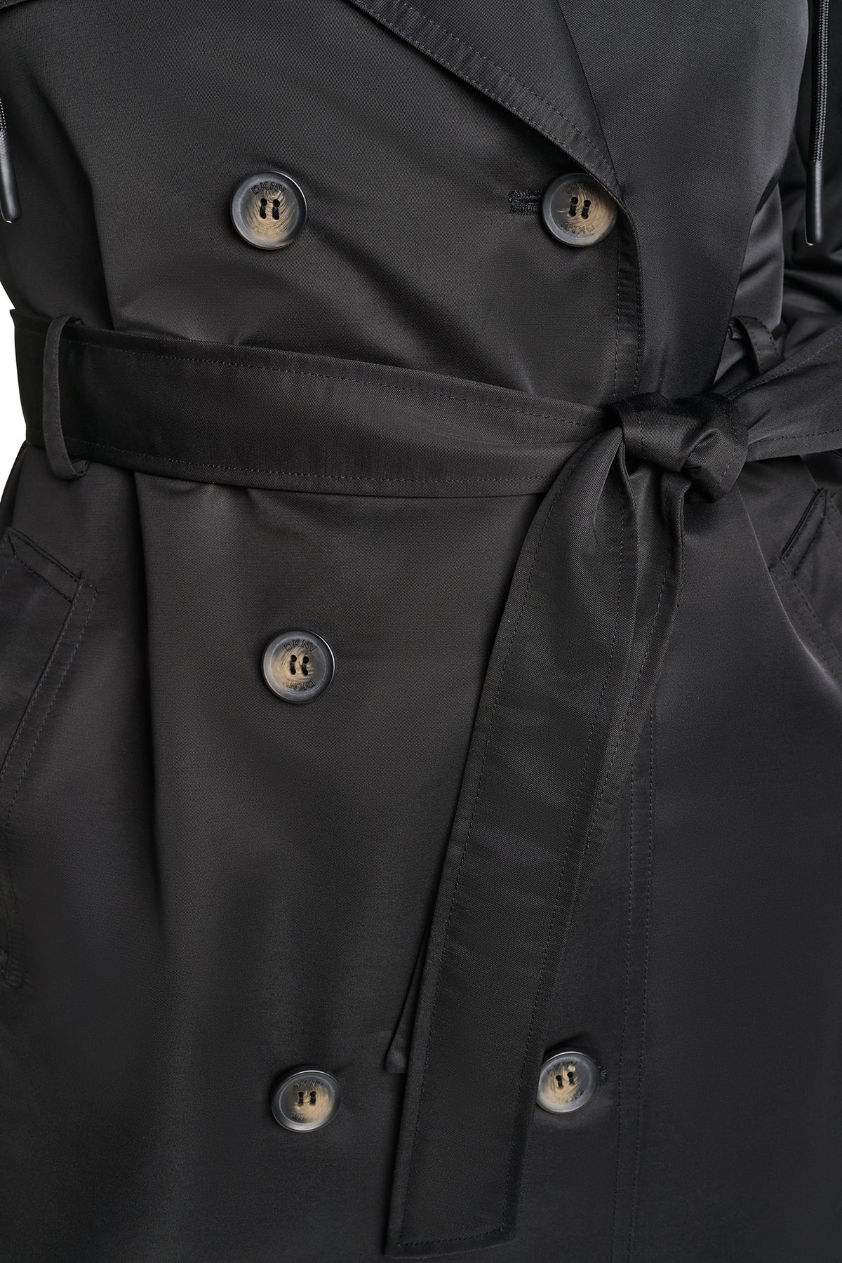 DOUBLE BREASTED QUILTED HOOD TRENCH VIEW 2