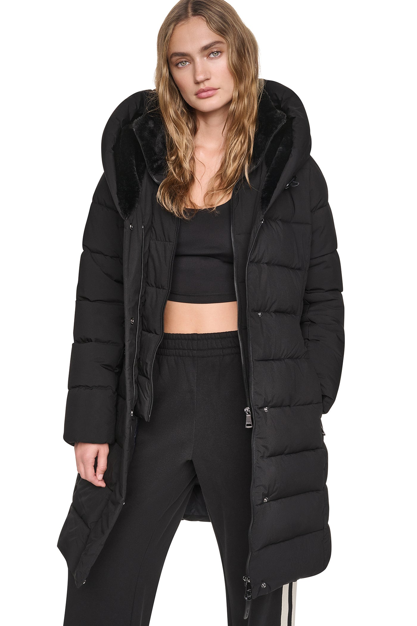 LONG BELTED LAYERED PUFFER VIEW 1