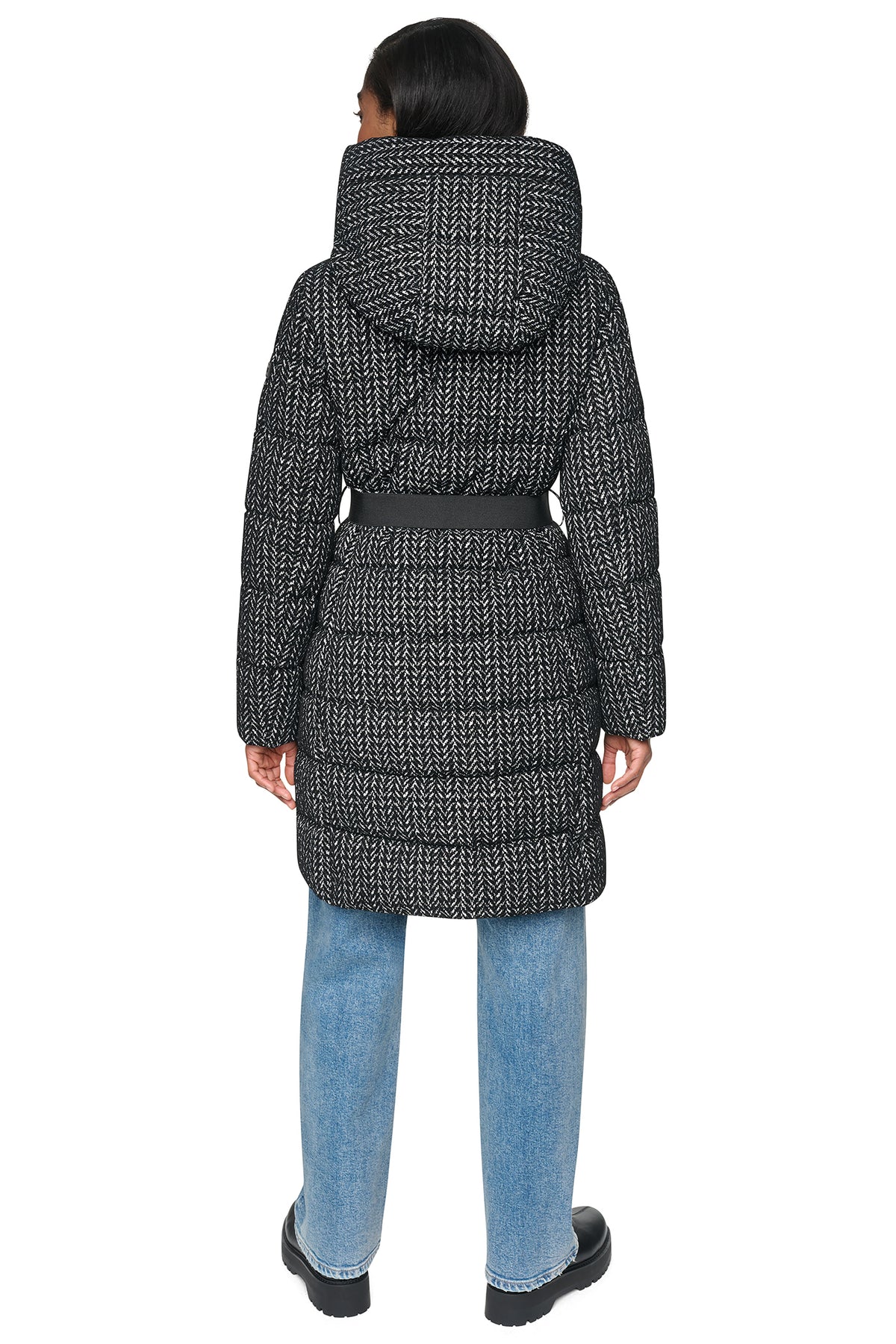 BELTED ASYMMETRICAL PUFFER WITH BIB VIEW 2