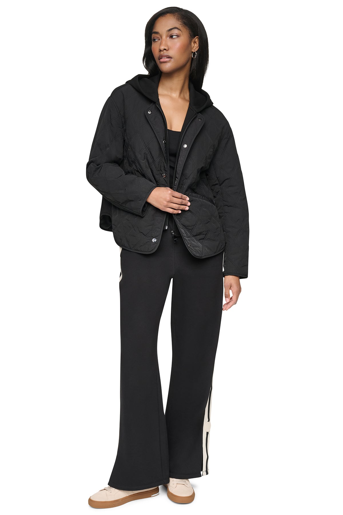 QUILTED JACKET WITH KNIT BIB VIEW 2