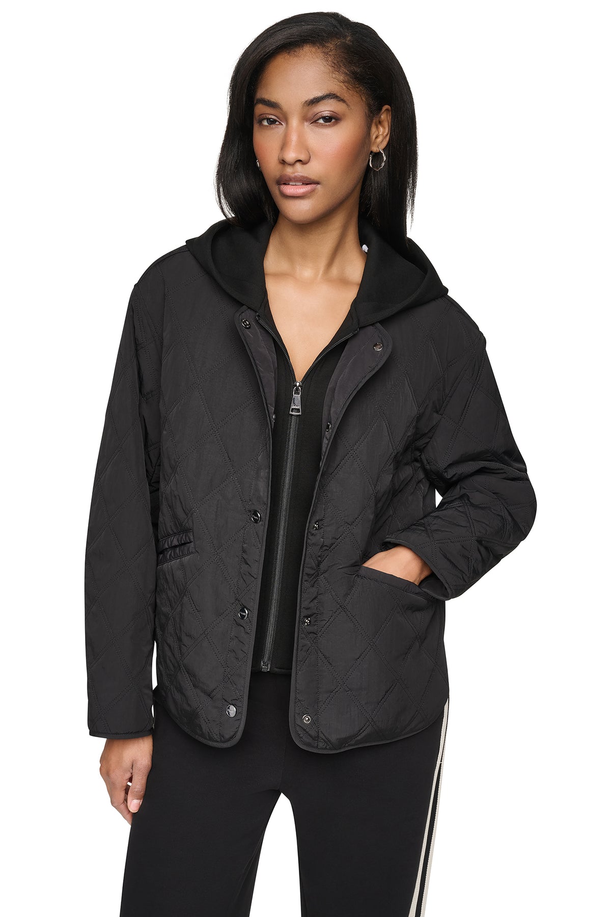 QUILTED JACKET WITH KNIT BIB VIEW 2