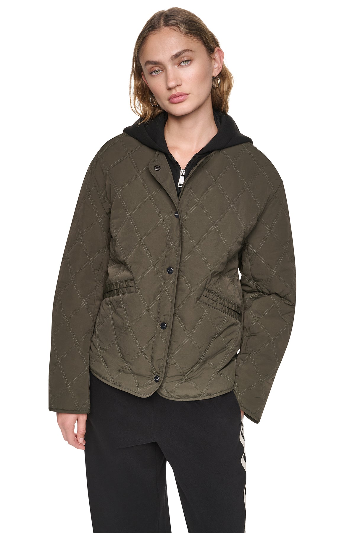 QUILTED JACKET WITH KNIT BIB VIEW 2