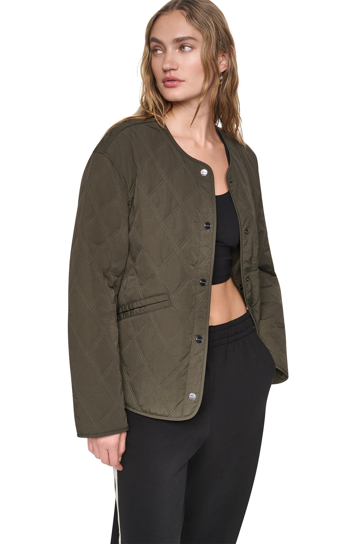 QUILTED JACKET WITH KNIT BIB VIEW 2