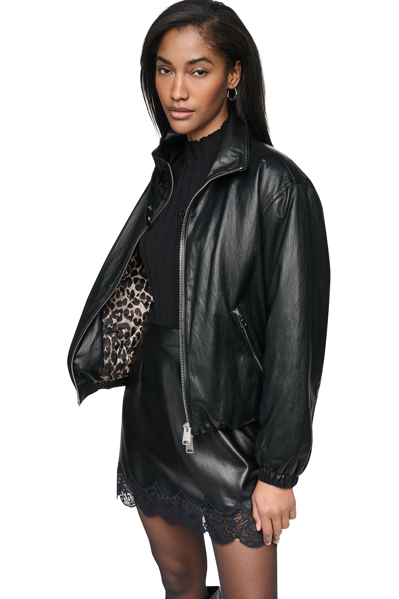 FAUX LEATHER BOMBER VIEW 4