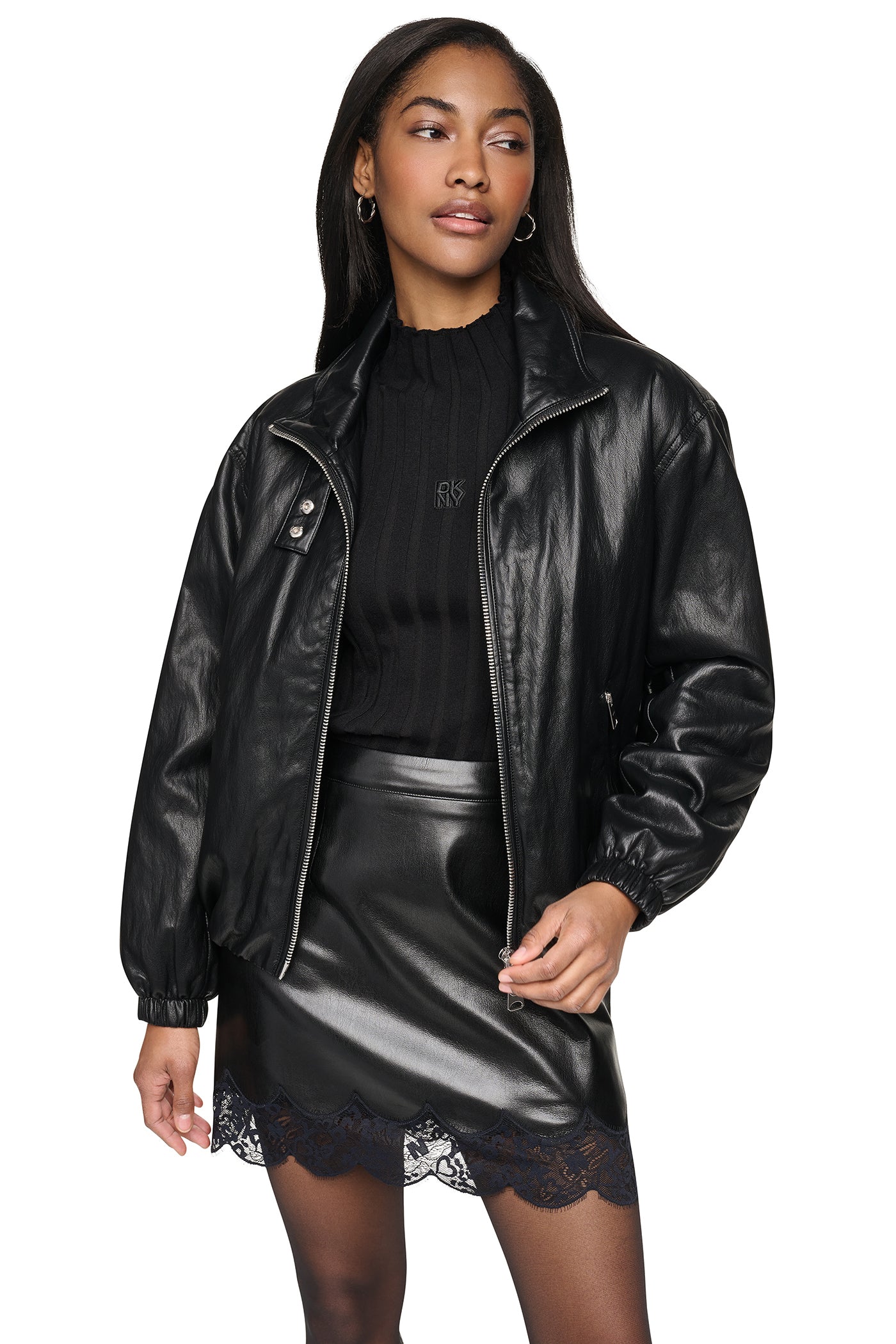 FAUX LEATHER BOMBER VIEW 2