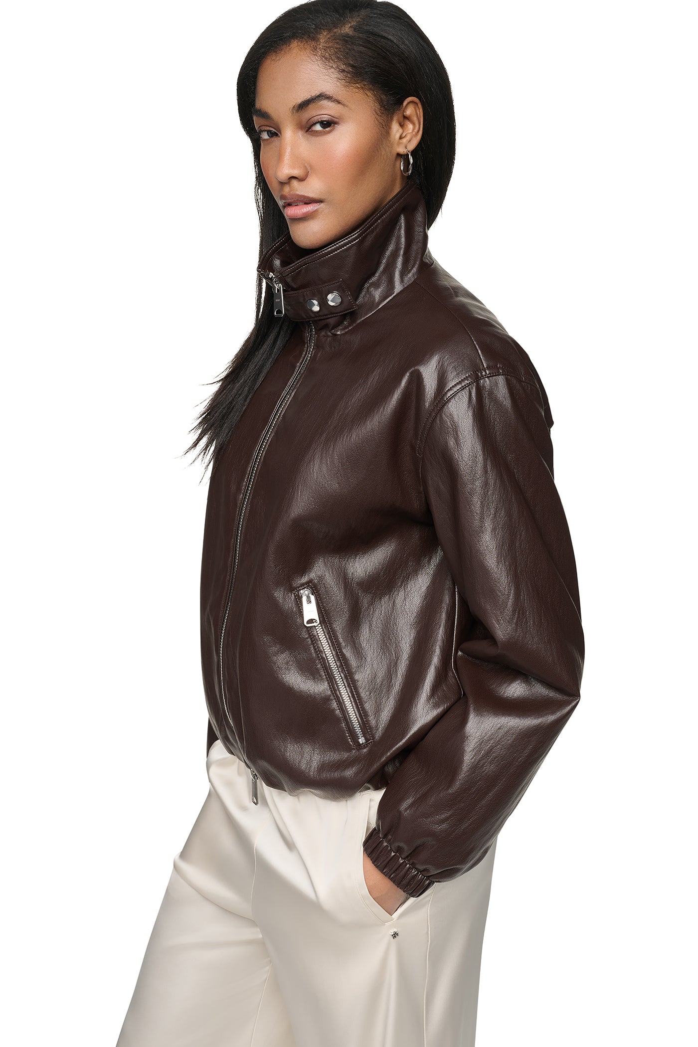 FAUX LEATHER BOMBER VIEW 4