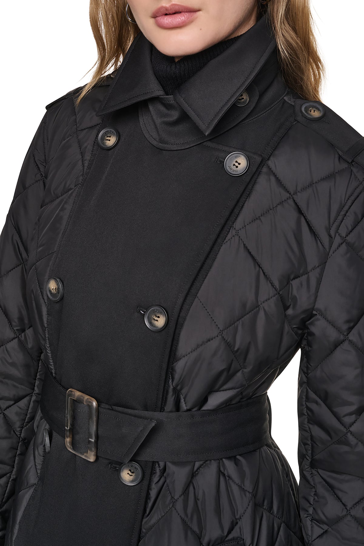 DOUBLE BREASTED QUILTED TRENCH VIEW 2