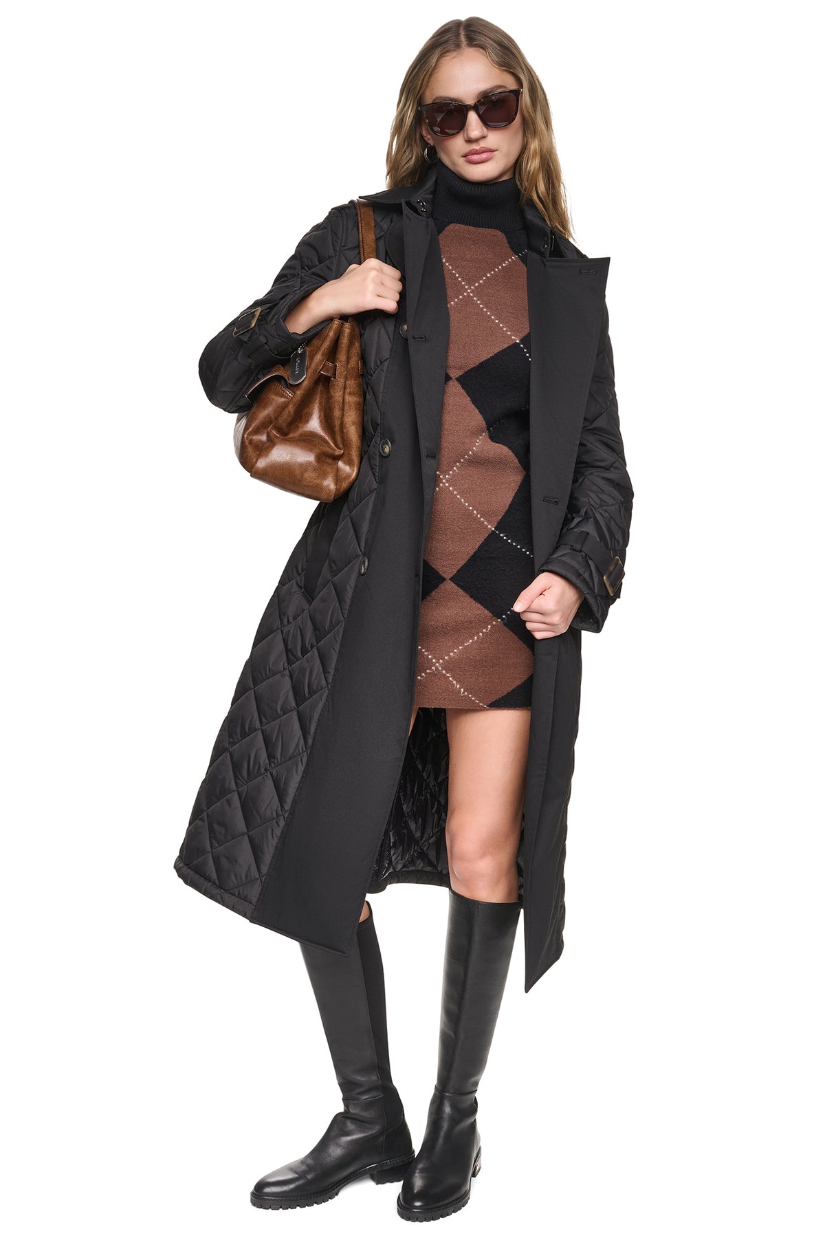 DOUBLE BREASTED QUILTED TRENCH VIEW 2