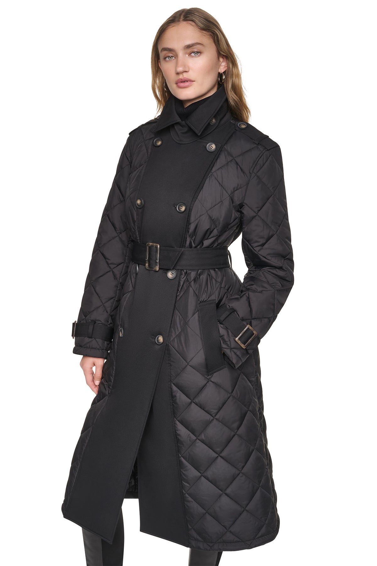 DOUBLE BREASTED QUILTED TRENCH VIEW 1