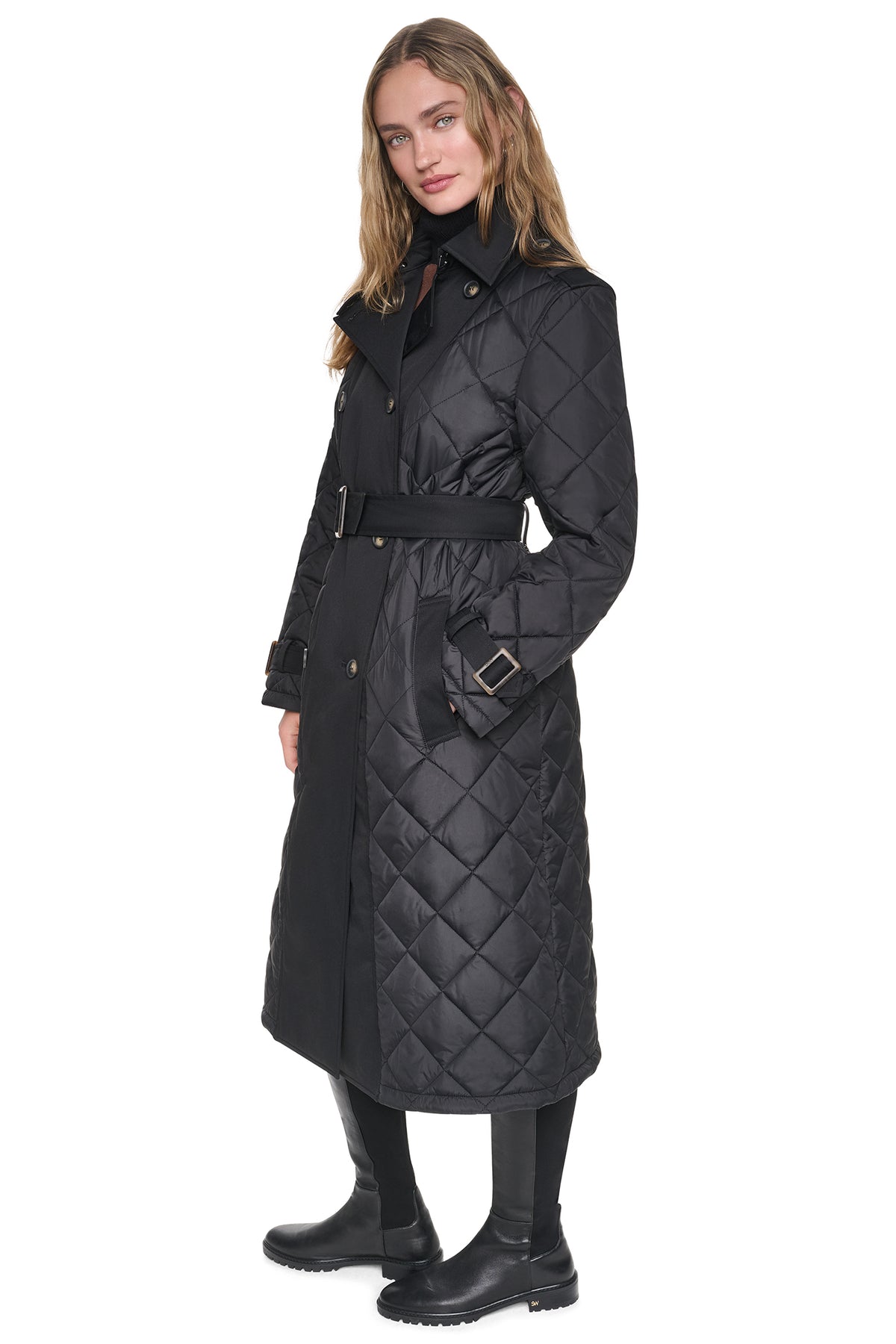 DOUBLE BREASTED QUILTED TRENCH VIEW 2