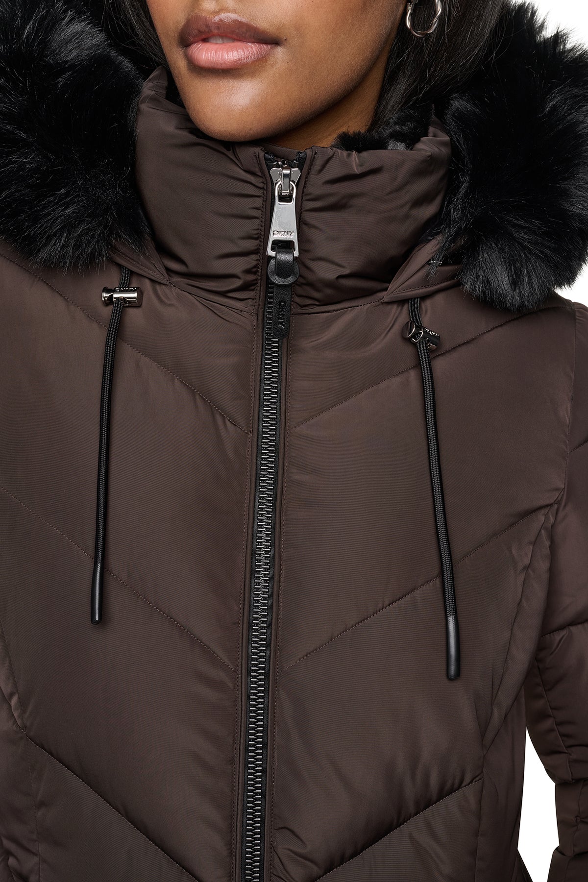 FAUX FUR LINED HOODED PUFFER VIEW 2