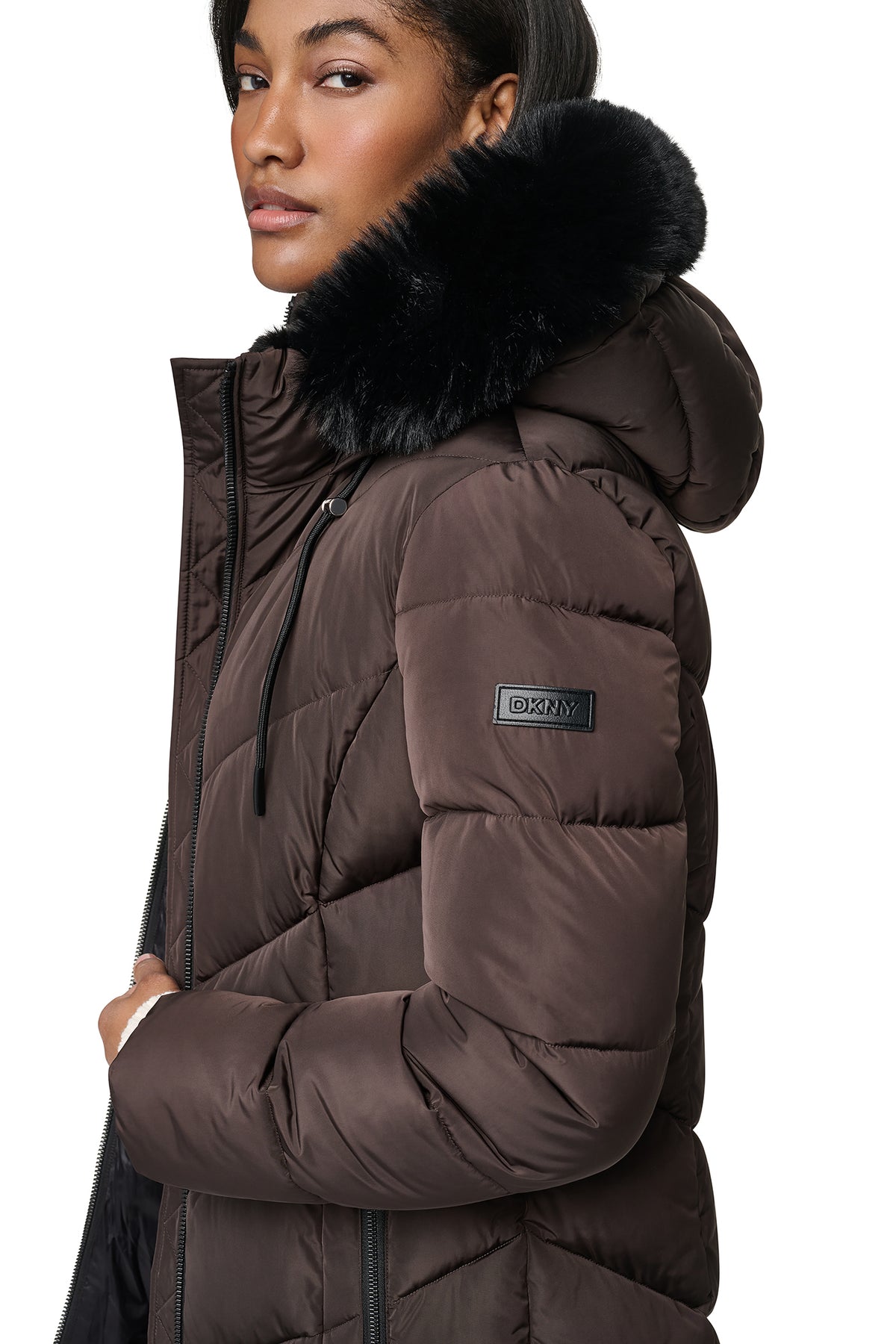 FAUX FUR LINED HOODED PUFFER VIEW 2