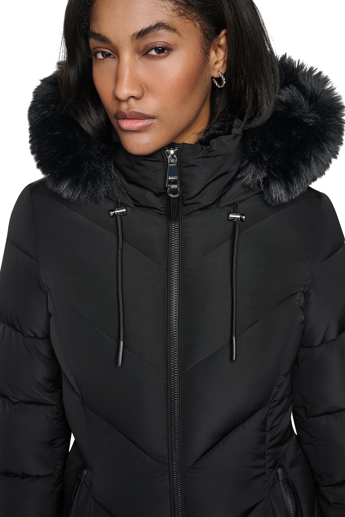 FAUX FUR LINED HOODED PUFFER VIEW 2