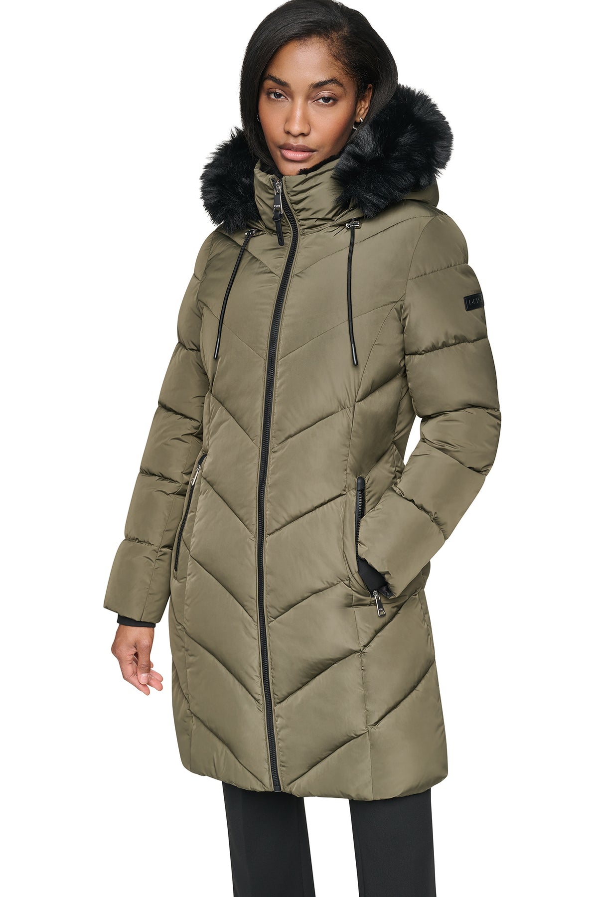 FAUX FUR LINED HOODED PUFFER VIEW 2