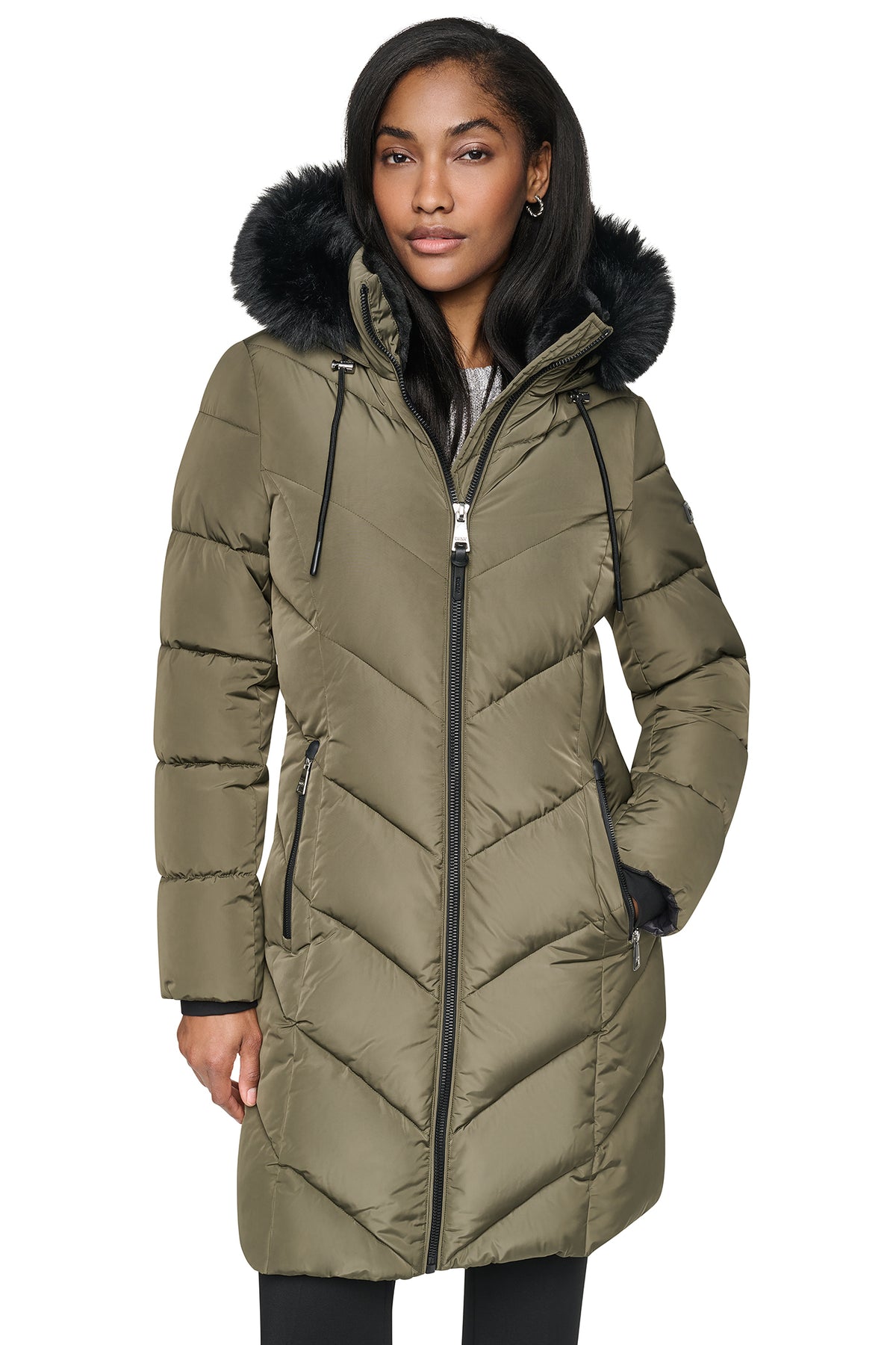 FAUX FUR LINED HOODED PUFFER VIEW 2