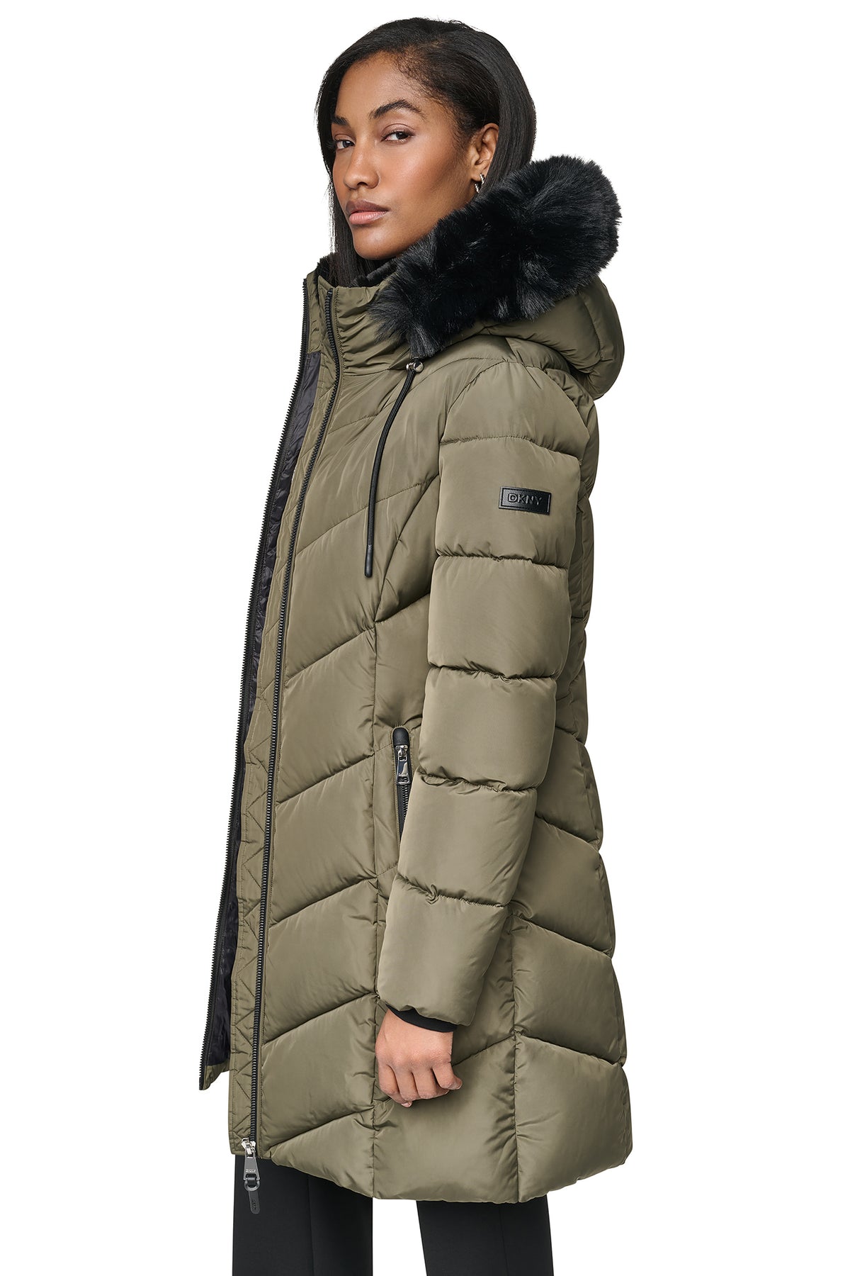 FAUX FUR LINED HOODED PUFFER VIEW 2