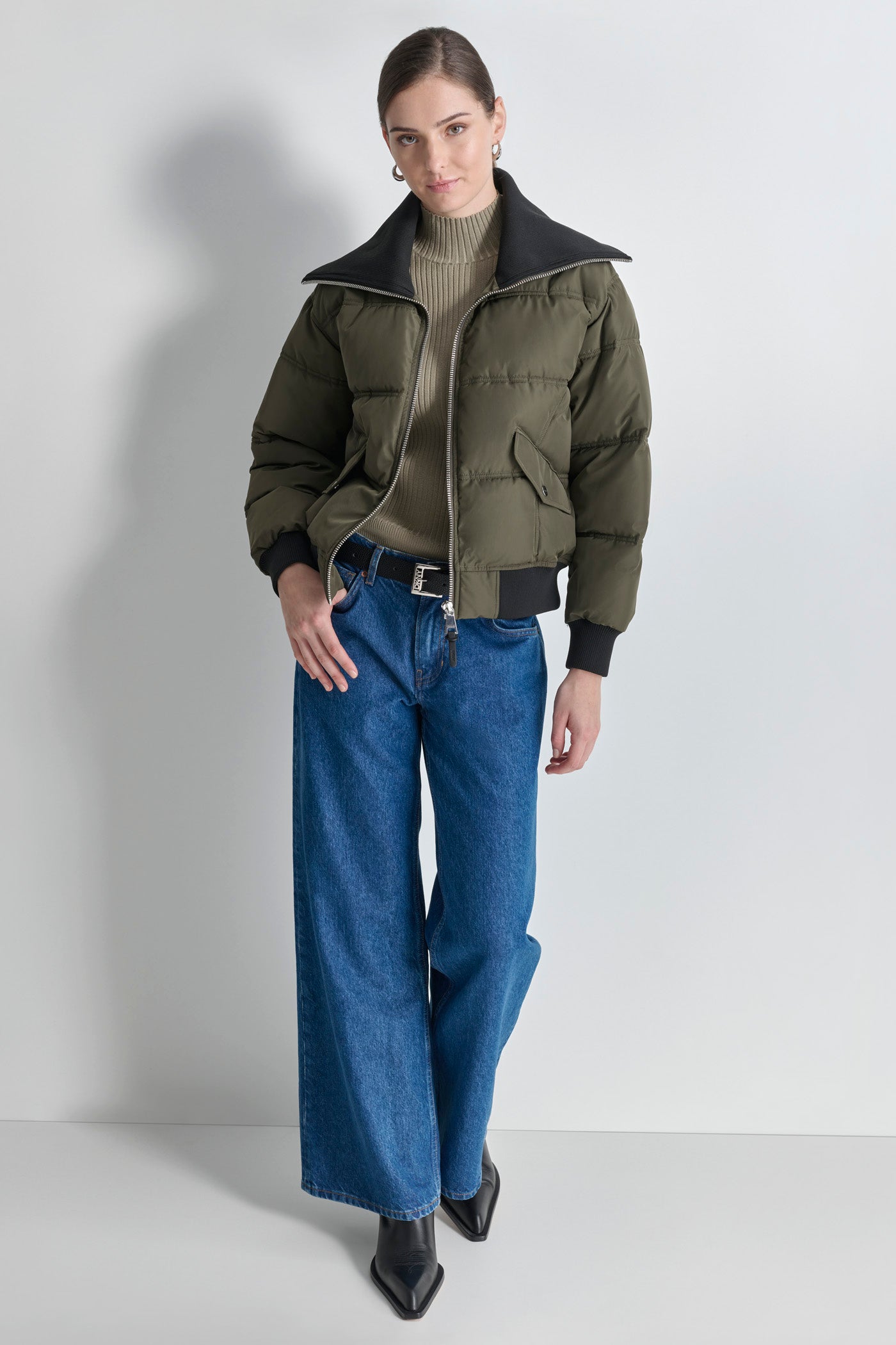 KNIT-TRIM ZIP-FRONT PUFFER COAT VIEW 4 | Outerwear Under $100
