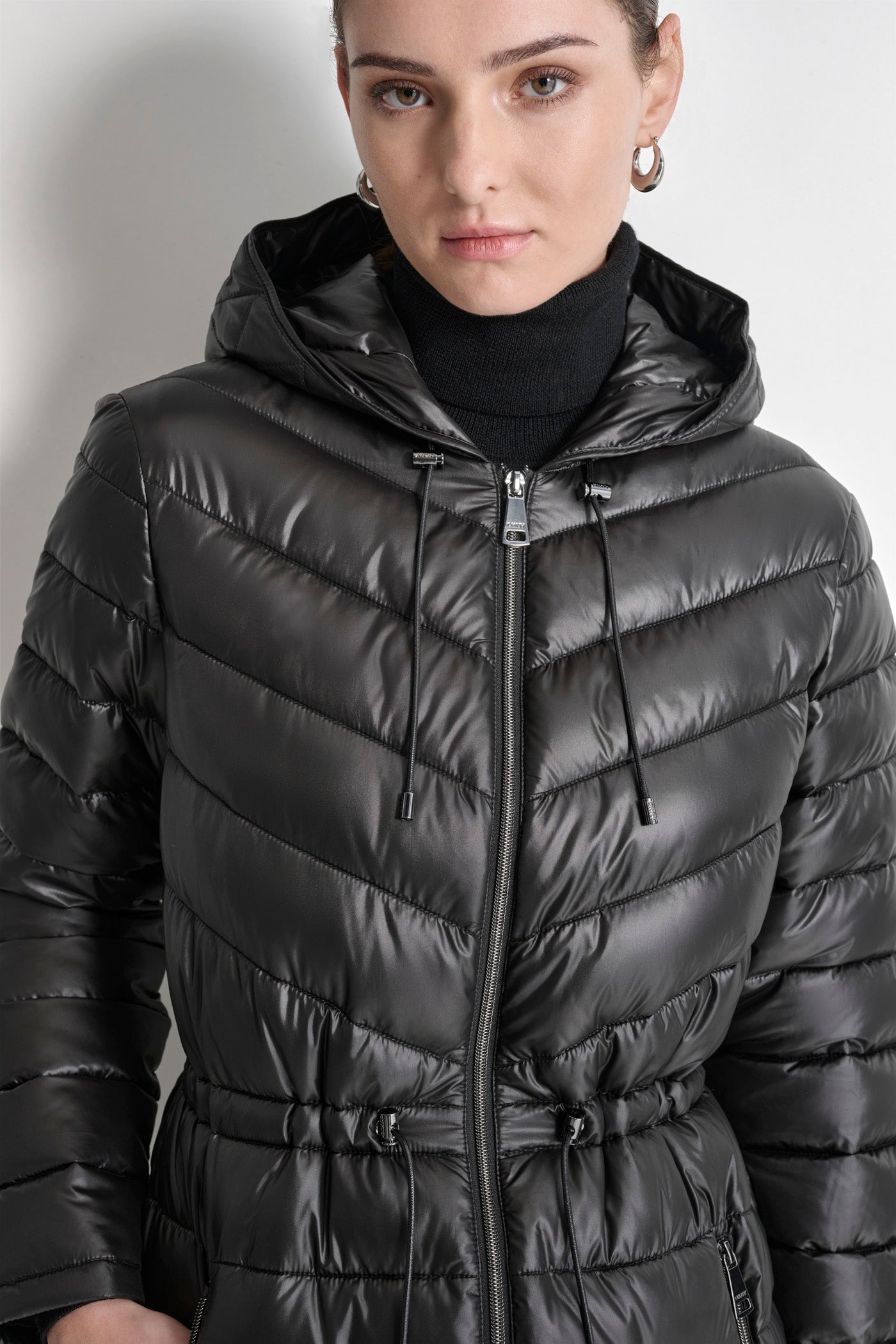 PUFFER JACKET WITH CINCHED WAIST VIEW 6