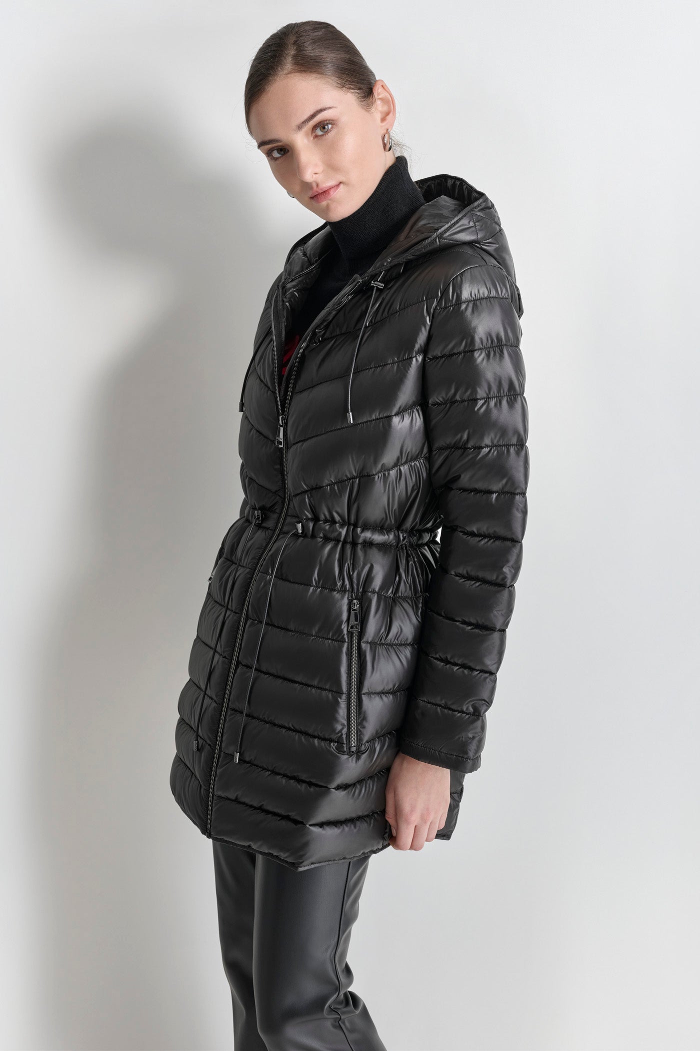 PUFFER JACKET WITH CINCHED WAIST VIEW 4