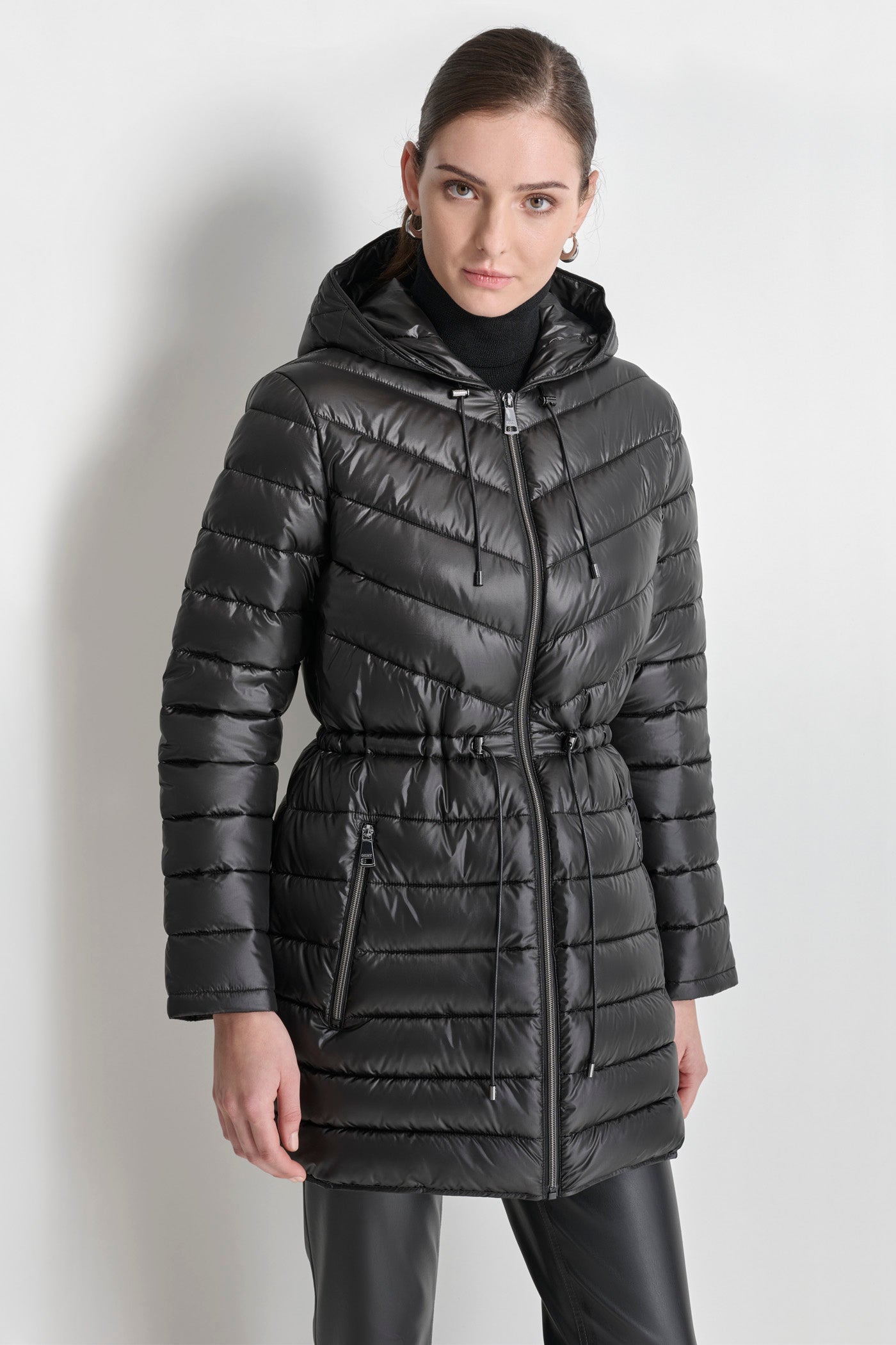 PUFFER JACKET WITH CINCHED WAIST VIEW 5