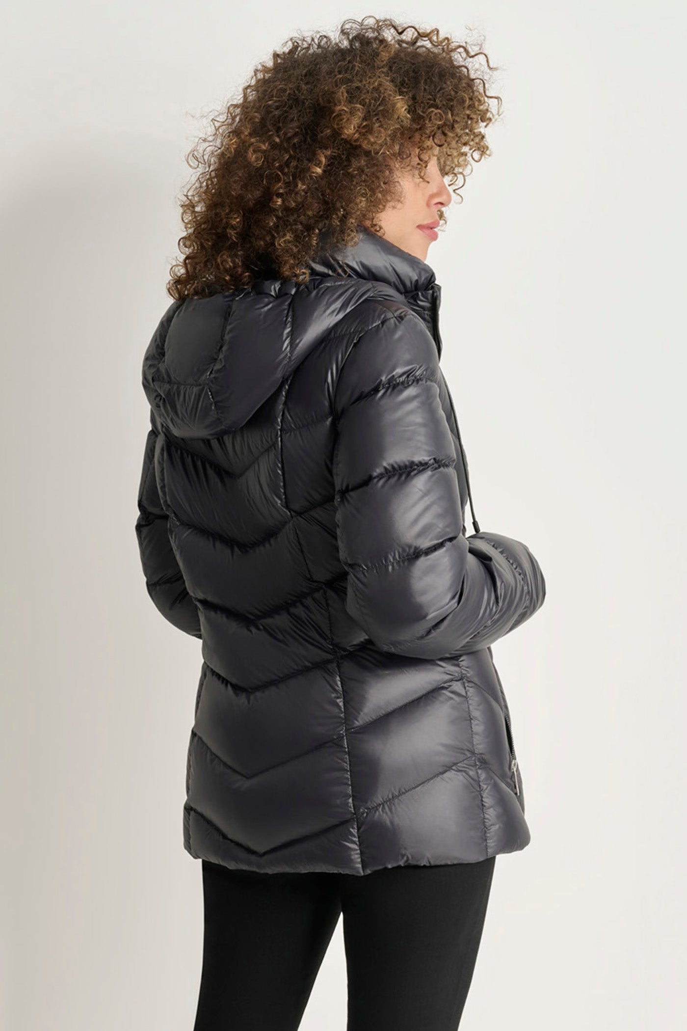Black DOWN FILLED SHORT PACKABLE, BACK VIEW | Not Clearance or Preorder