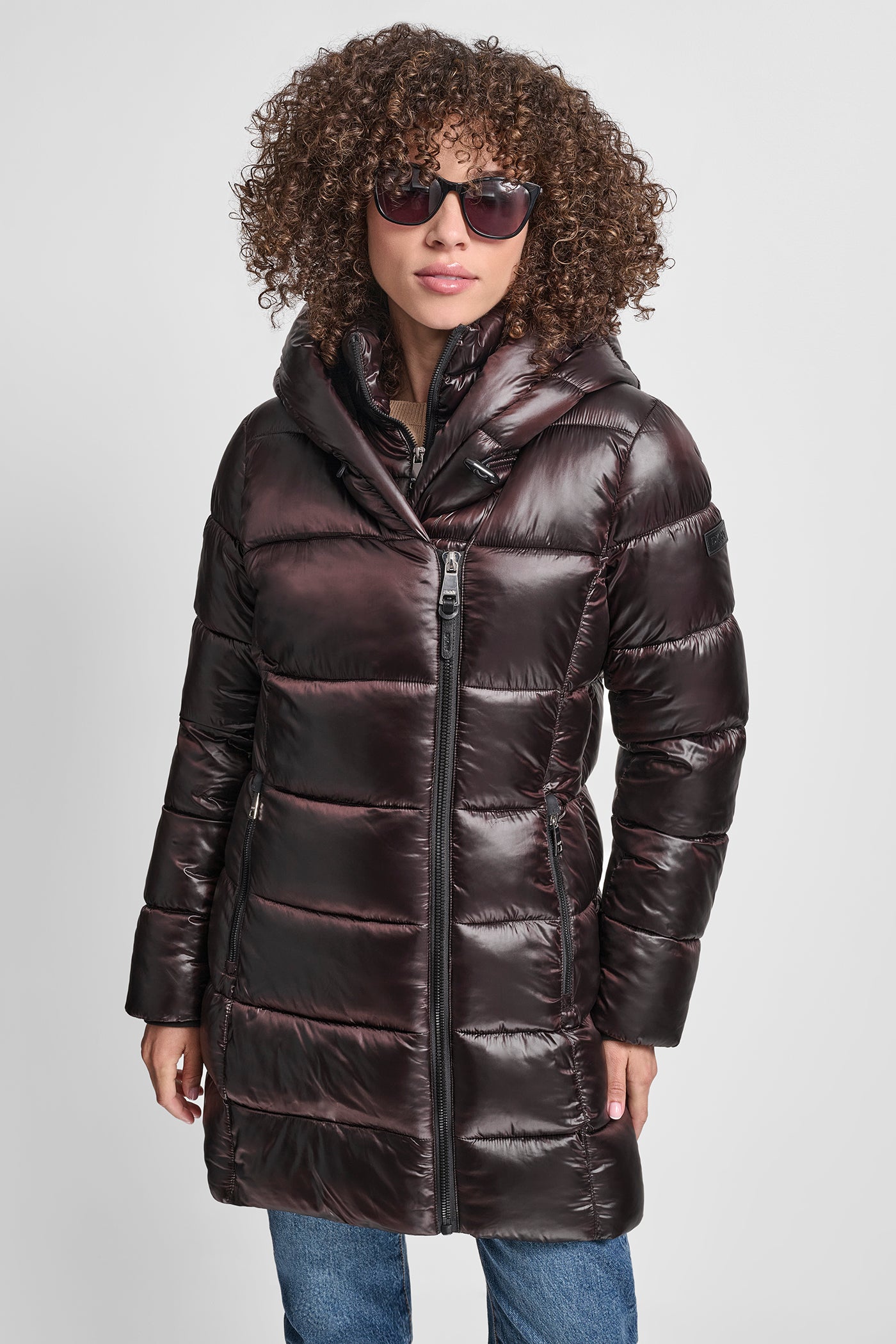 BITTER PEARLIZED PUFFER WITH HOOD, VIEW 1 | WOMENS COATS & JACKETS