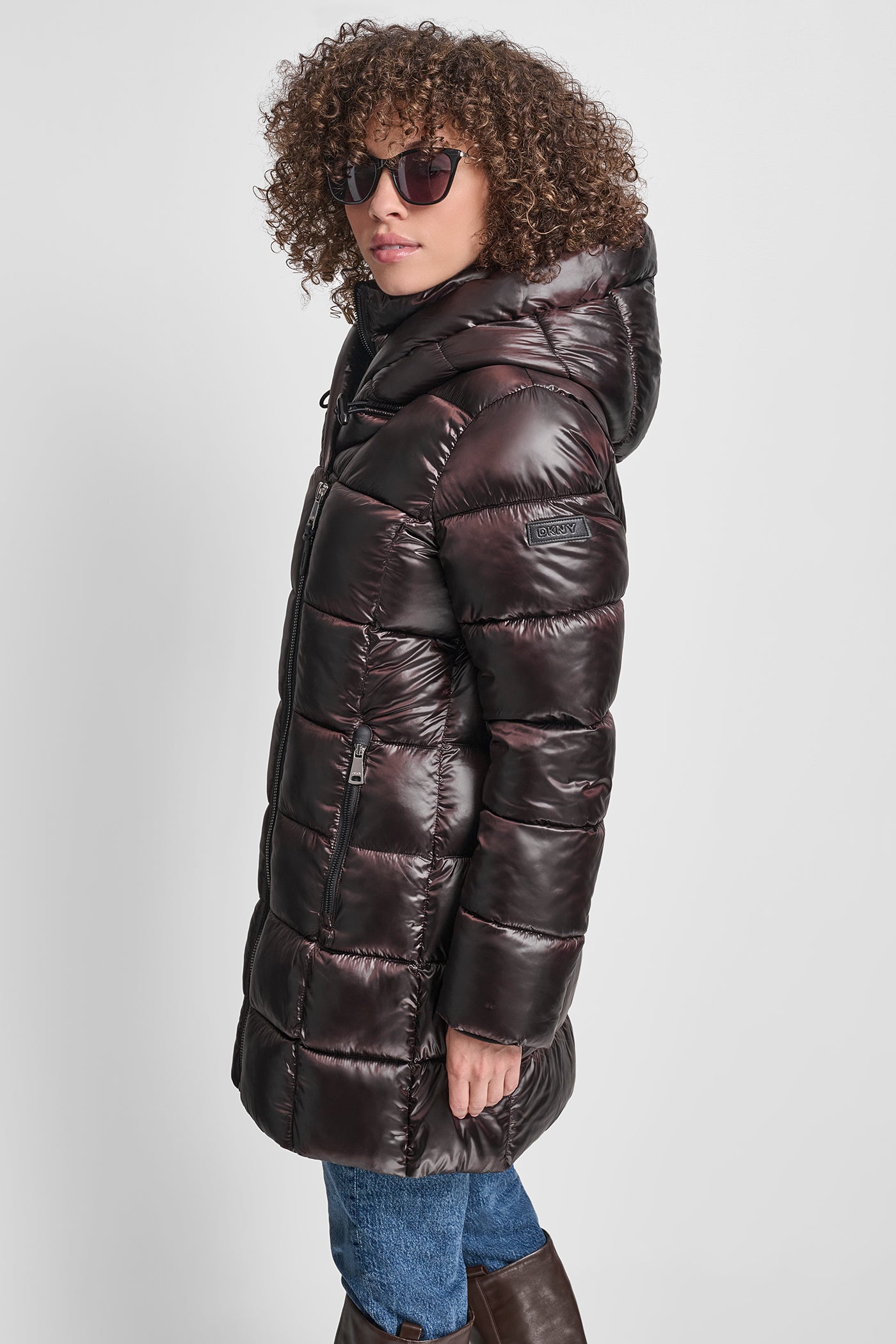 PEARLIZED PUFFER WITH HOOD VIEW 3 | WOMENS COATS & JACKETS