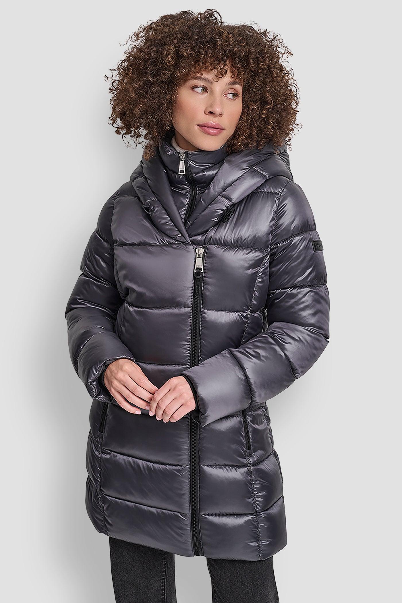 TITAN PEARLIZED PUFFER WITH HOOD, VIEW 1 | WOMENS COATS & JACKETS