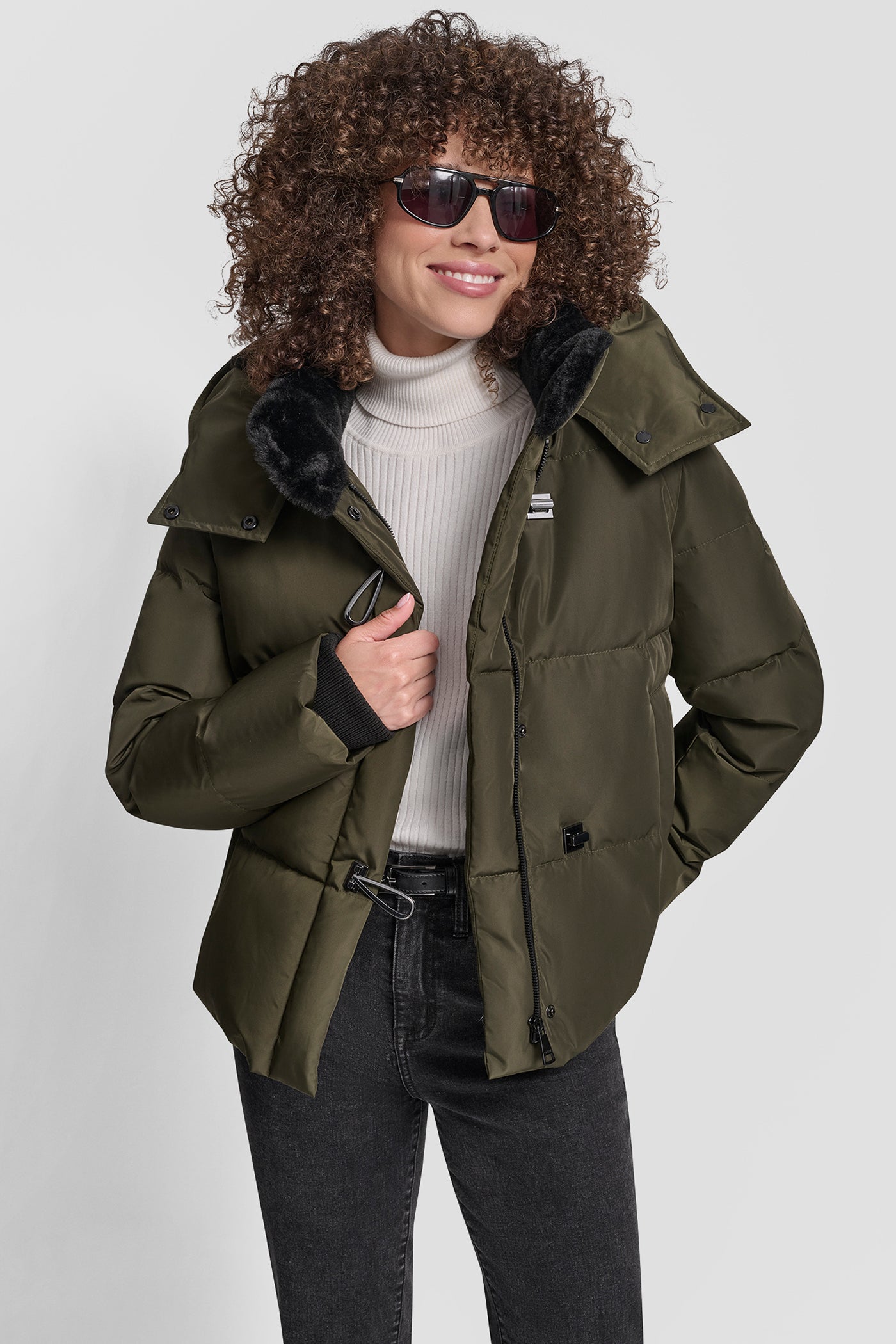 PLUSH PUFFER WITH TOGGLE AND FUR HOOD VIEW 4 | Cold Weather Coats