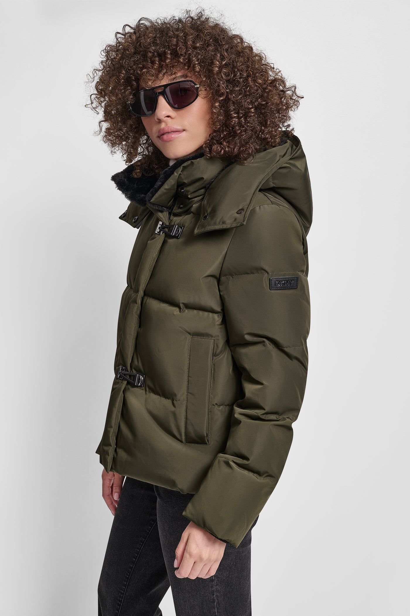 PLUSH PUFFER WITH TOGGLE AND FUR HOOD VIEW 3 | Cold Weather Coats