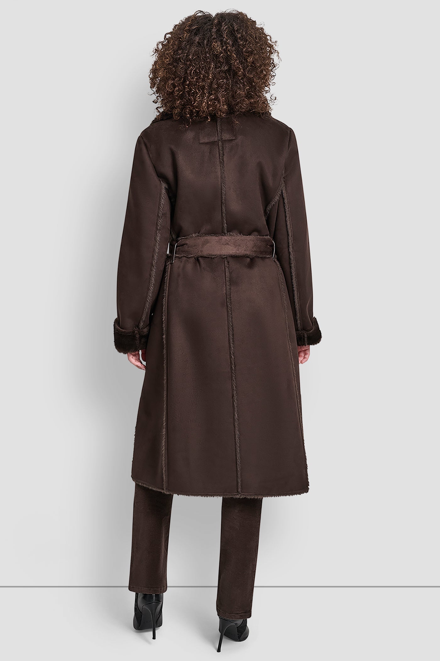 DARK BROWN MAXI FAUX MIND BONDED SUEDE, VIEW 2 | All Products