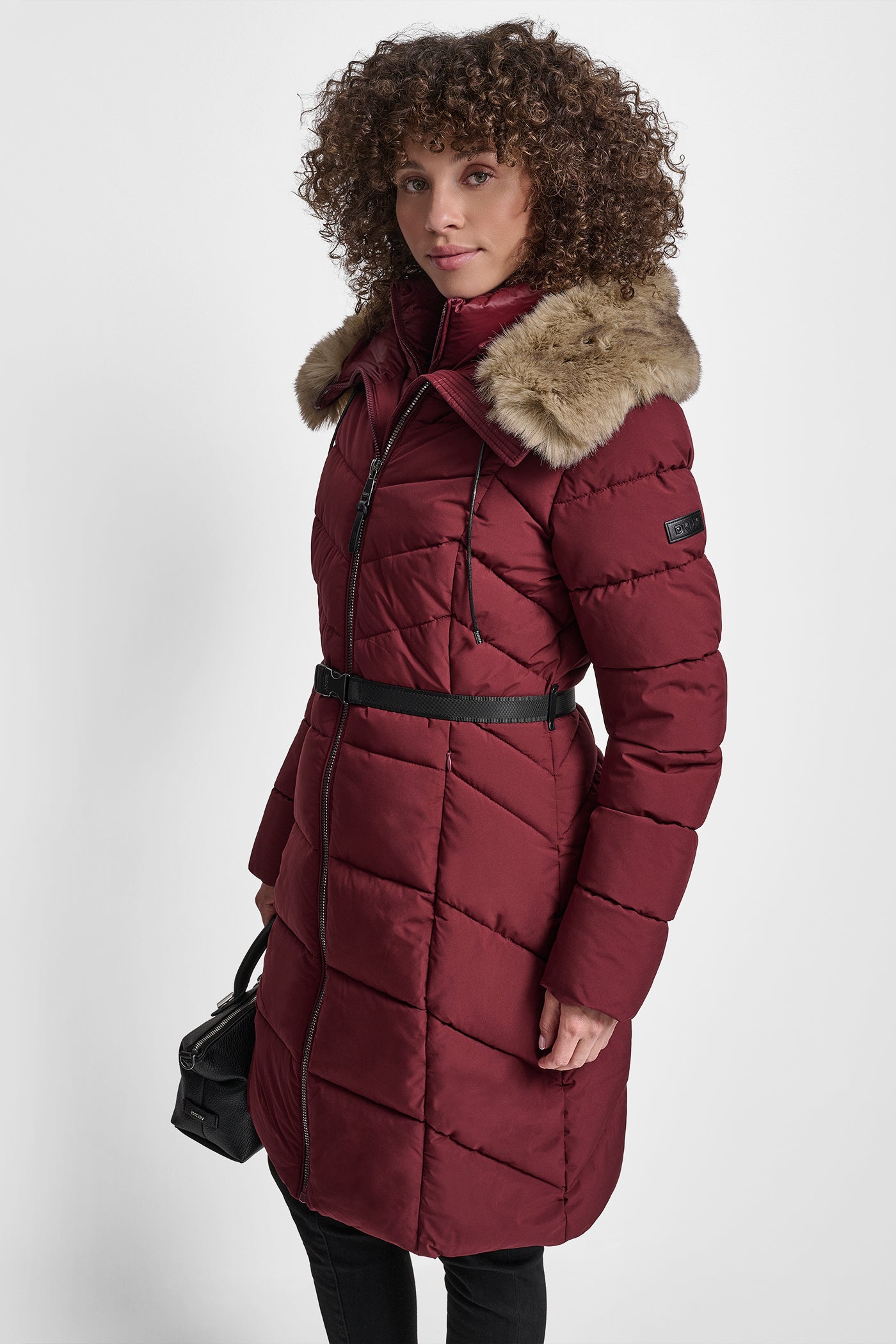 BIBBED FAUX-FUR HOODED PUFFER VIEW 3