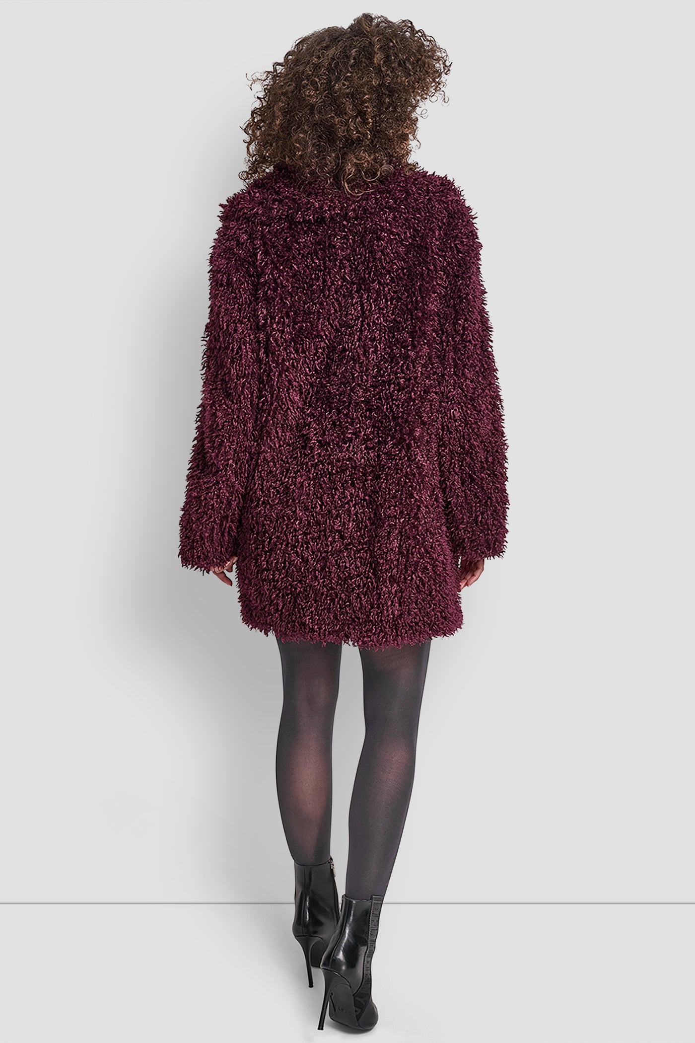 BORDEAUX FAUX TEDDY FUR JACKET, VIEW 2 | WOMENS COATS & JACKETS
