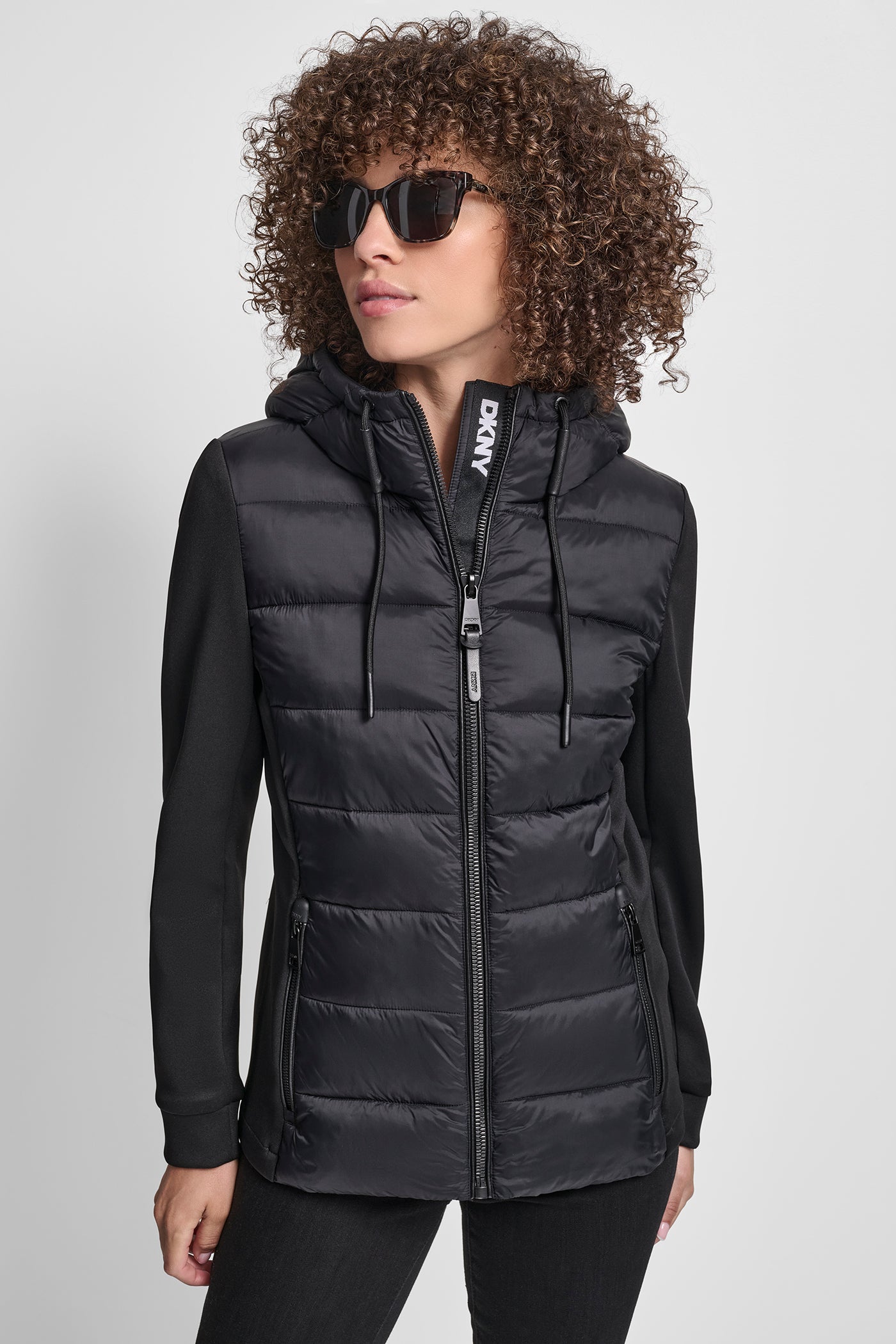 Black MIX MEDIA JACKET, VIEW 1 | WOMENS COATS & JACKETS