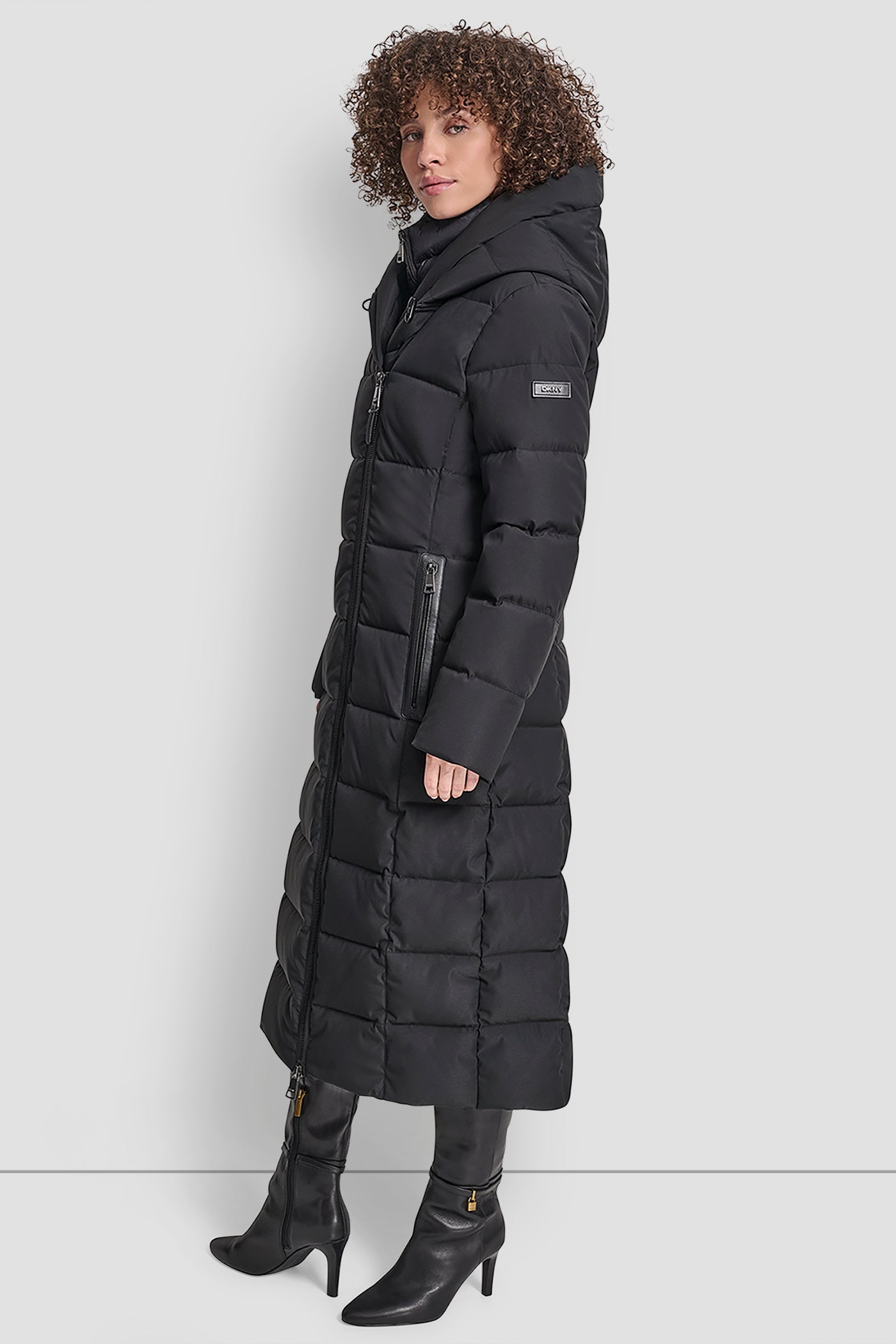 BIBBED SHAWL COLLAR HOODED PUFFER VIEW 3 | New Arrivals