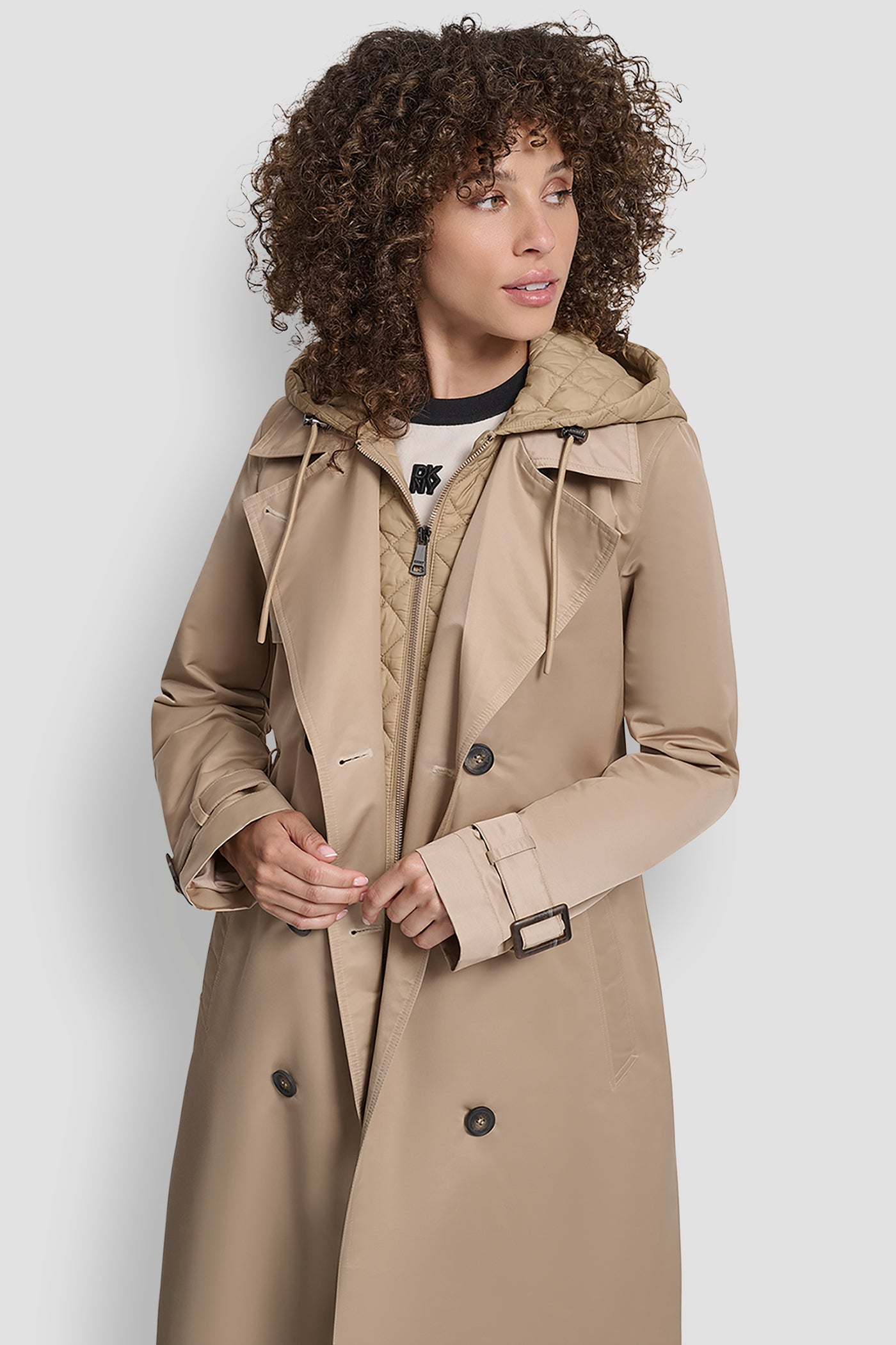 TRENCH COAT WITH QUILTED BIB VIEW 4 | DKNY Promo