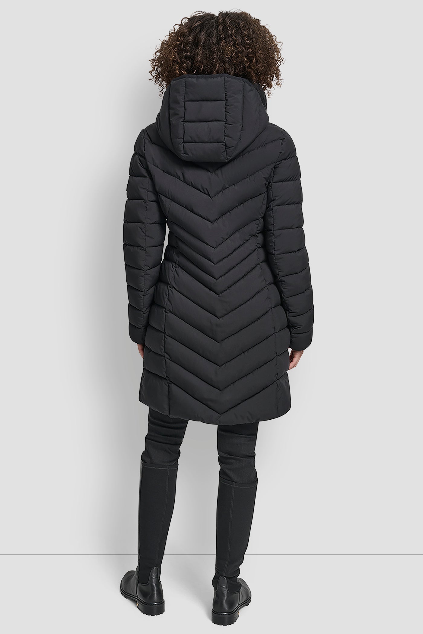 Black MID LENGTH FULL ZIP JACKET, VIEW 2 | WOMENS COATS & JACKETS