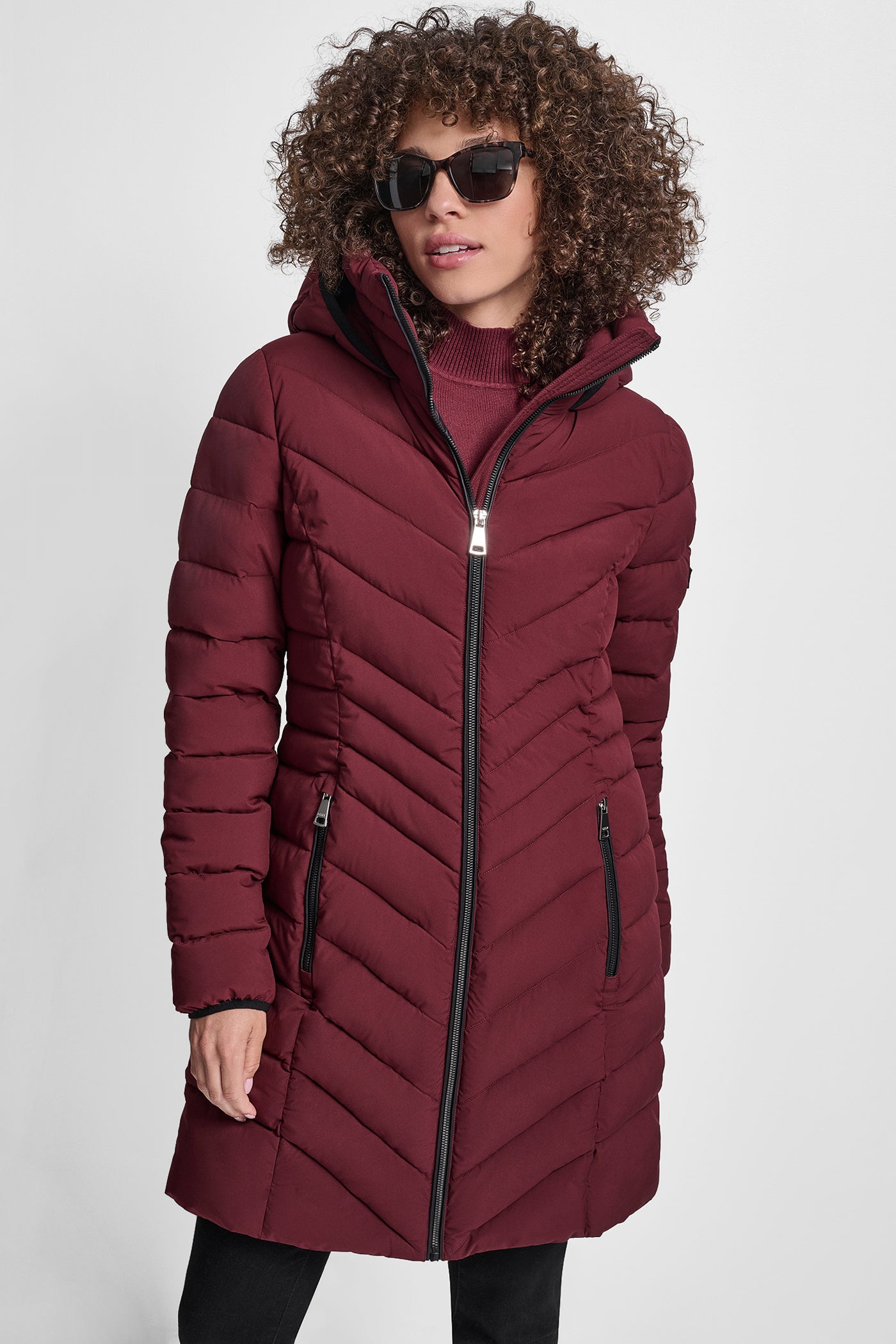 BORDEAUX MID LENGTH FULL ZIP JACKET, VIEW 1 | Back-To-School Shop