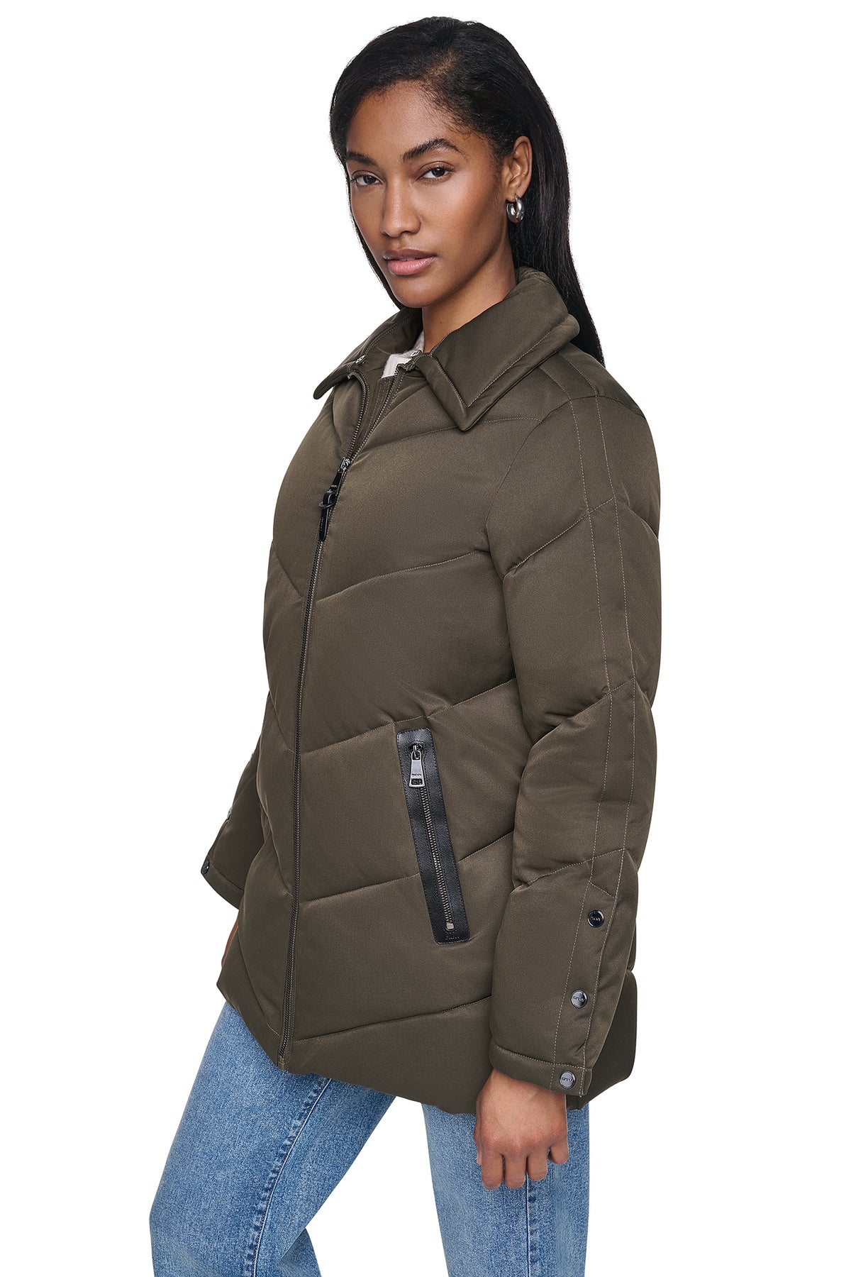 PUFFER WITH FAUX FUR COLLAR VIEW 2