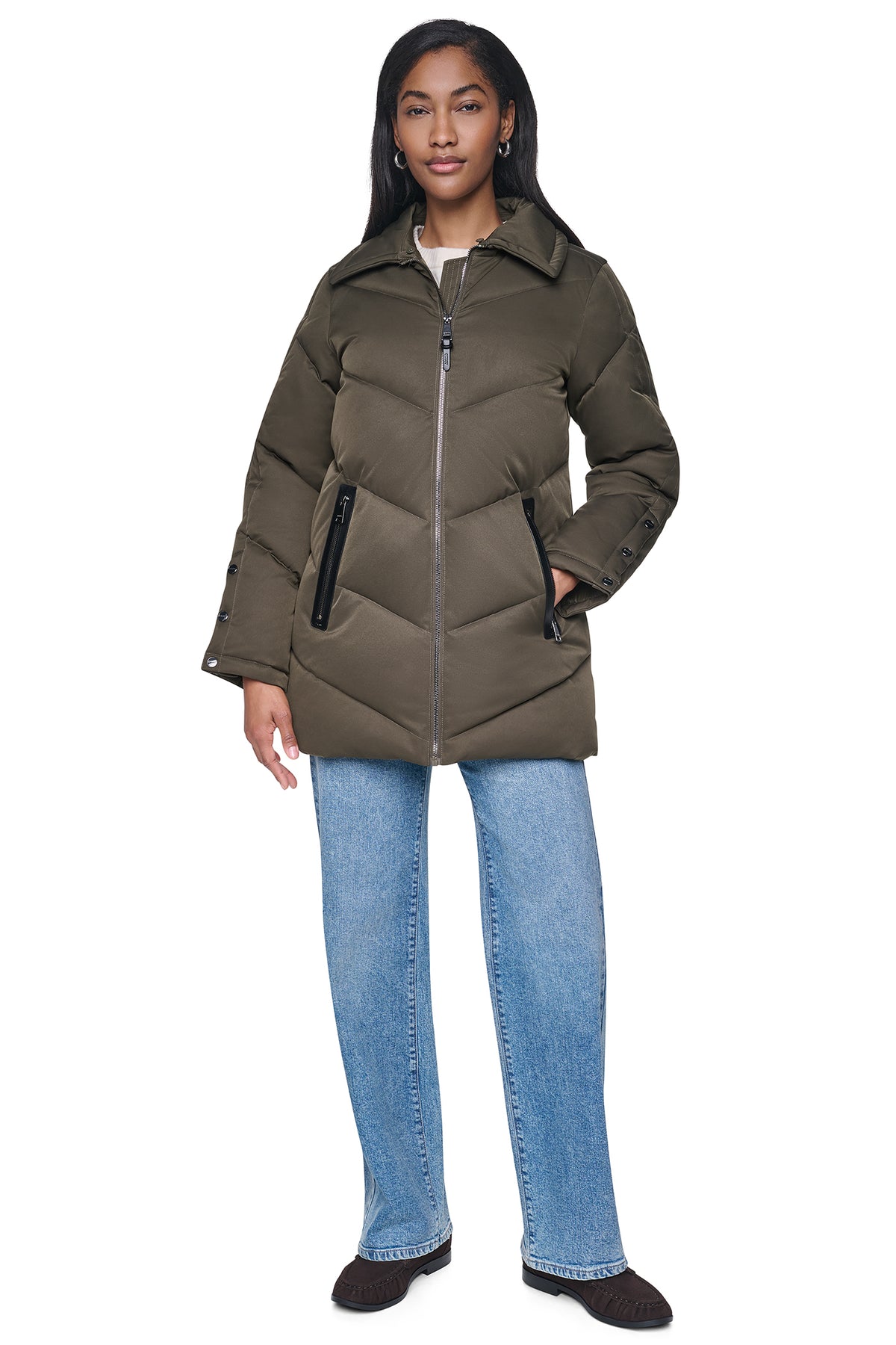 PUFFER WITH FAUX FUR COLLAR VIEW 2