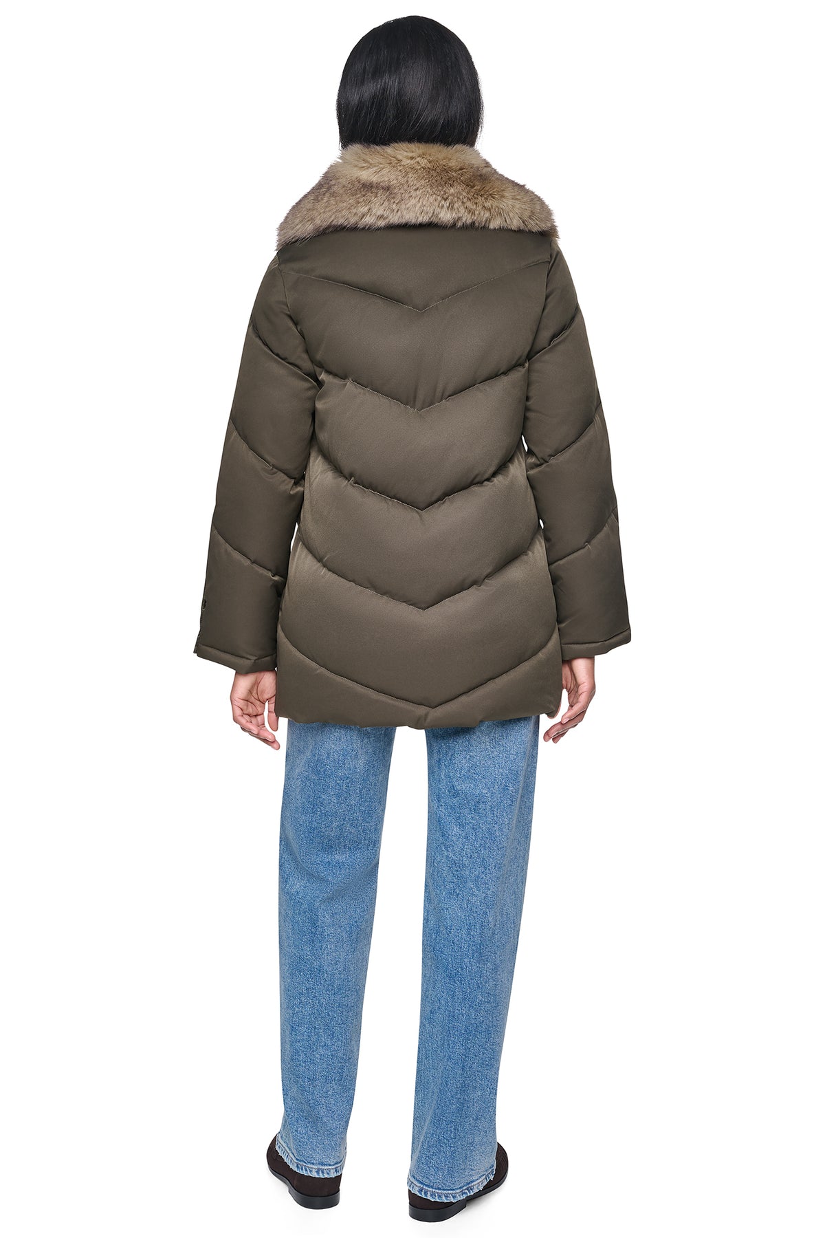 PUFFER WITH FAUX FUR COLLAR VIEW 2